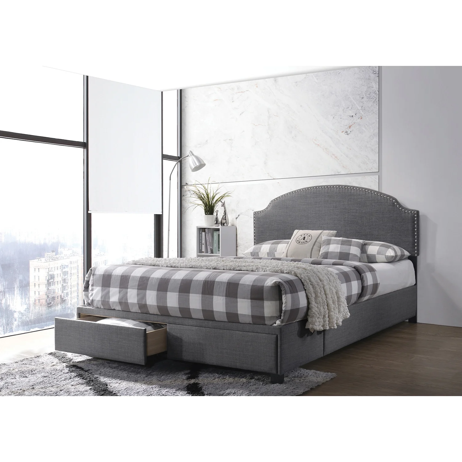 Niland Full 2-drawer Upholstered Storage Bed Charcoal