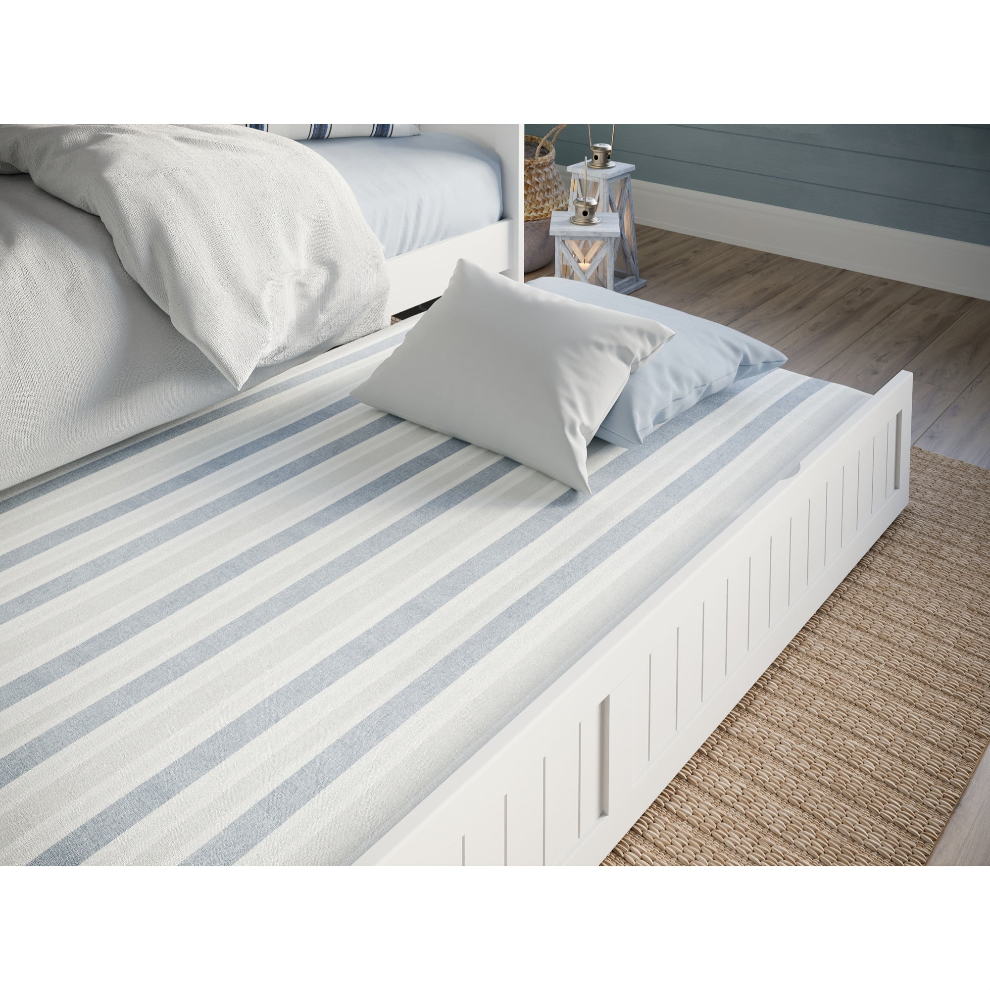 AFI Nantucket Twin Wood Daybed with Twin Size Trundle in White