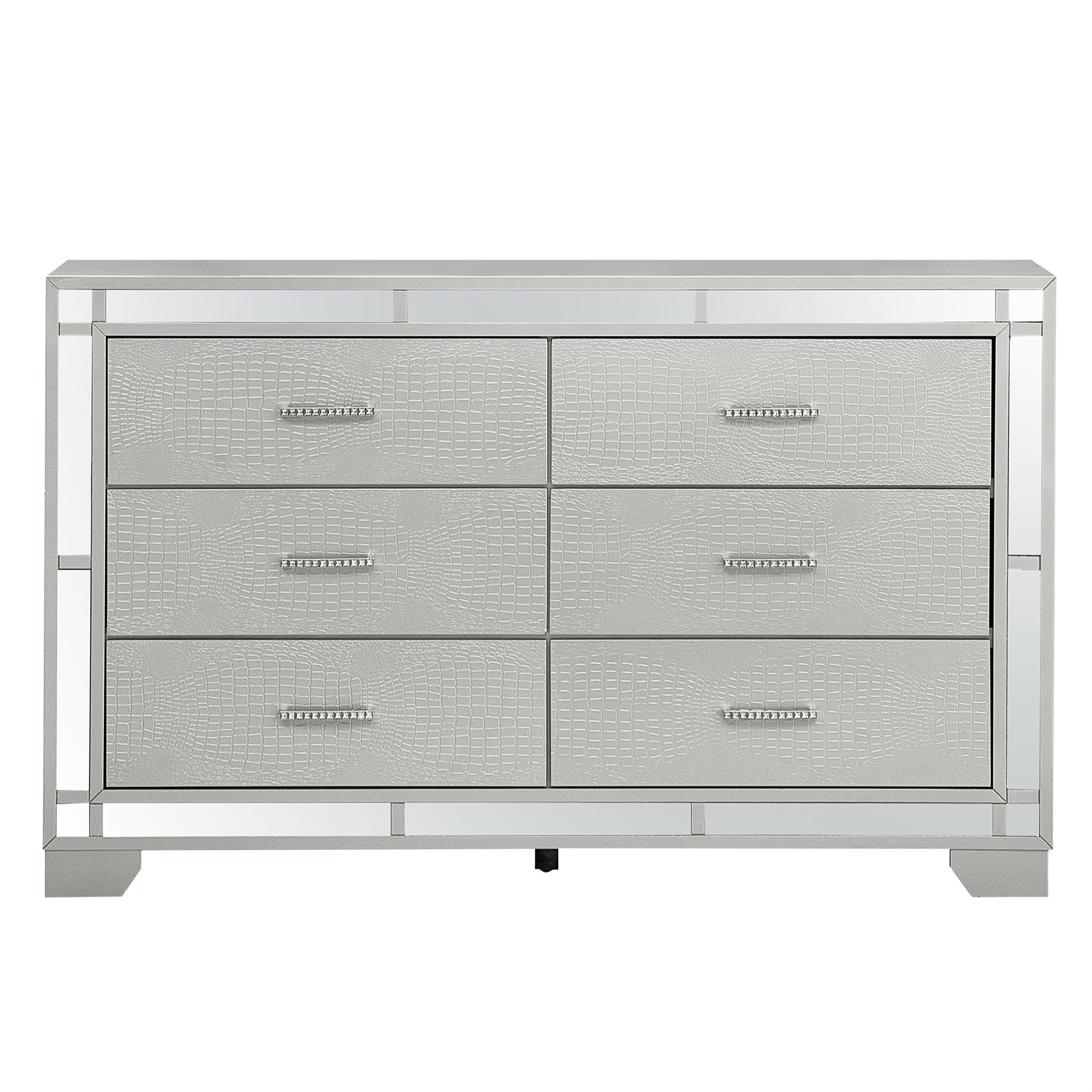 Passion Furniture Madison 6-Drawer Silver Champagne Dresser - 37 x 59 x 17 in.