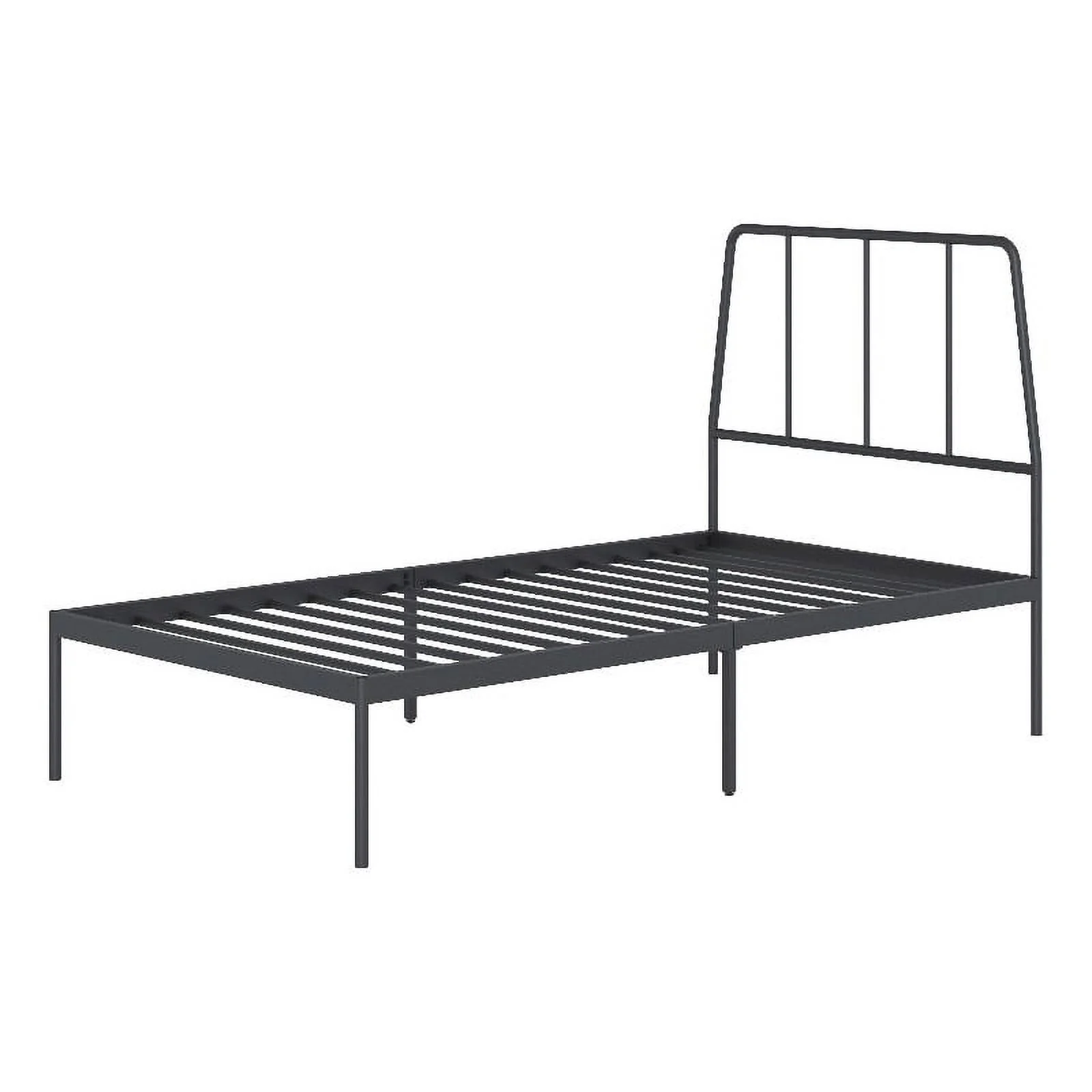 Pemberly Row Metal Twin Platform Bed with Headboard in Black Finish
