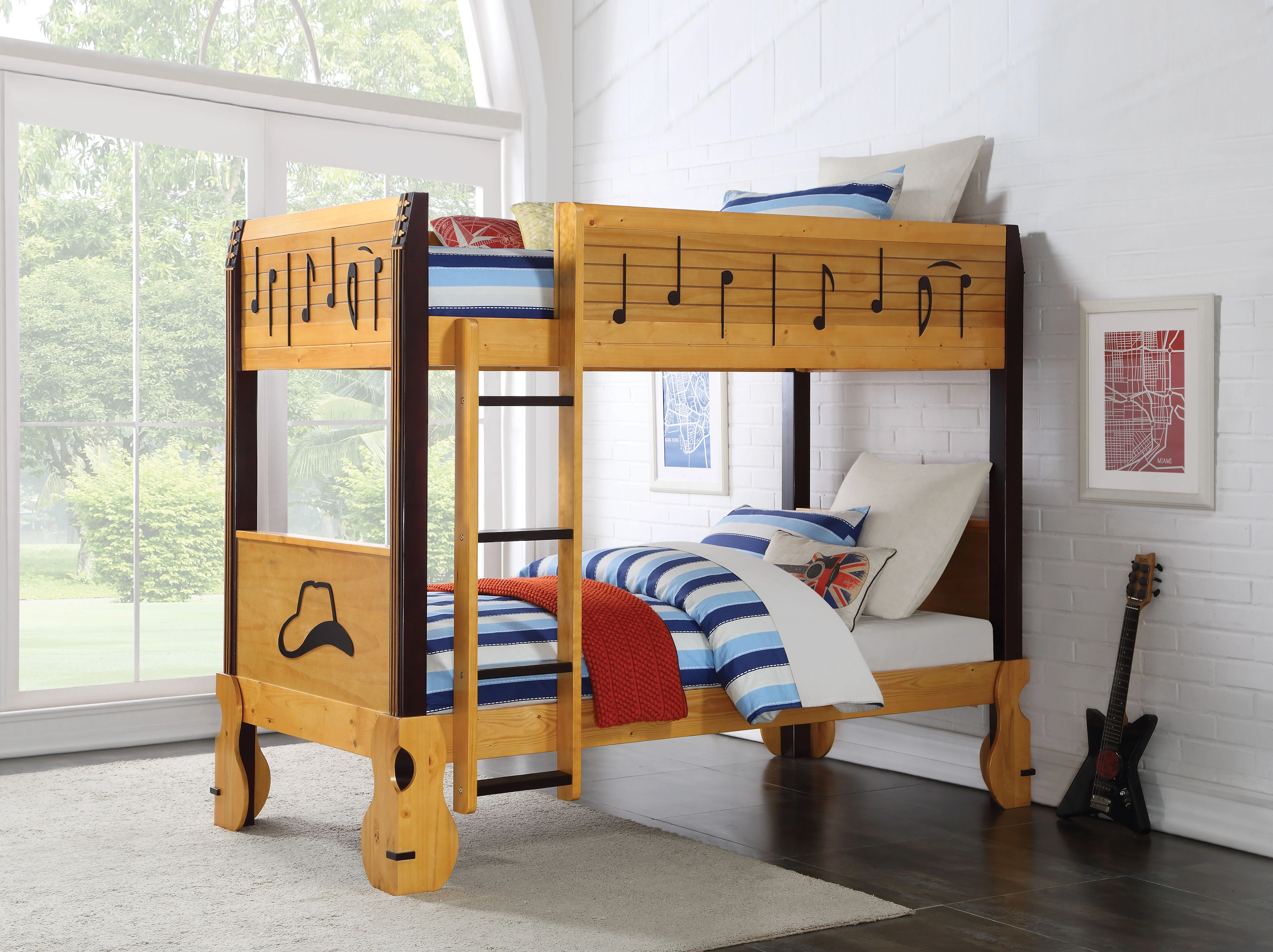 Acme Twin Bunk Bed With Honey Oak And Espresso 37710