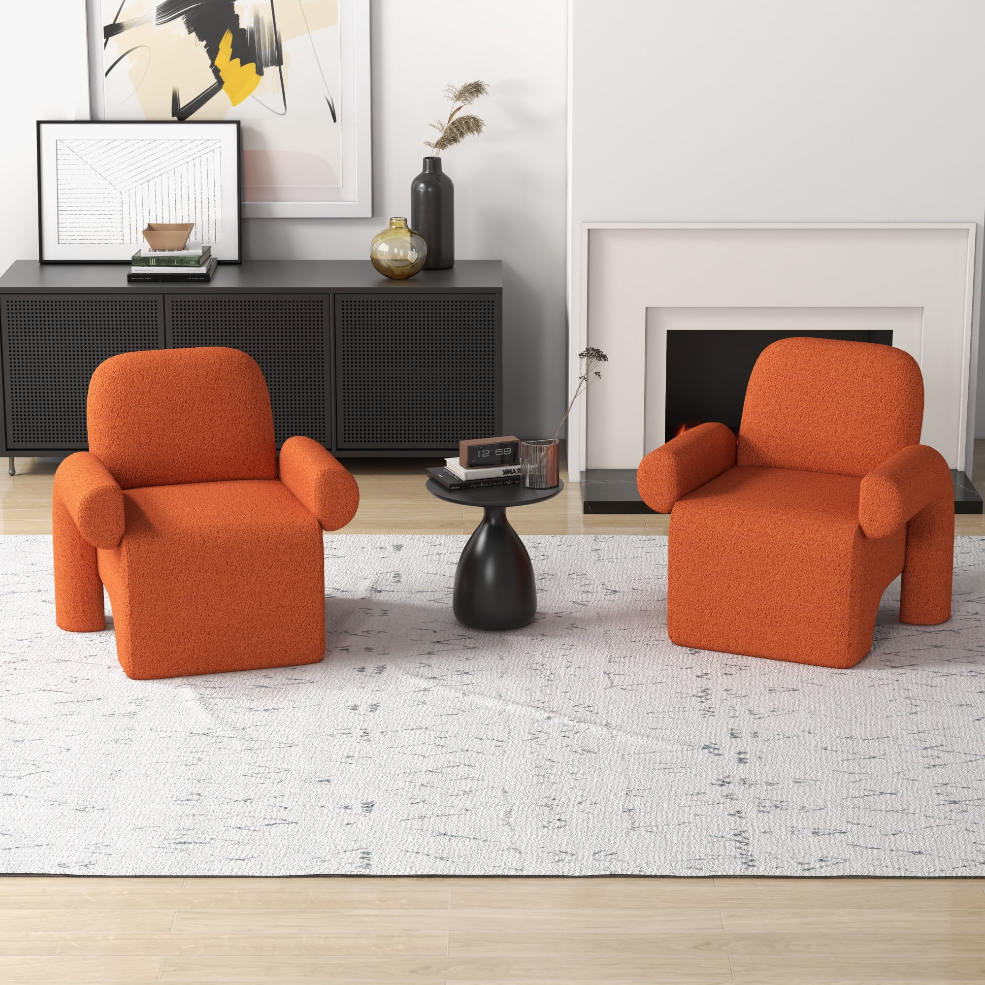 SEYNAR Modern Accent Single Sofa Chair, Upholstered Velvet Arm Chair Set of 2 for Living Room Bedroom