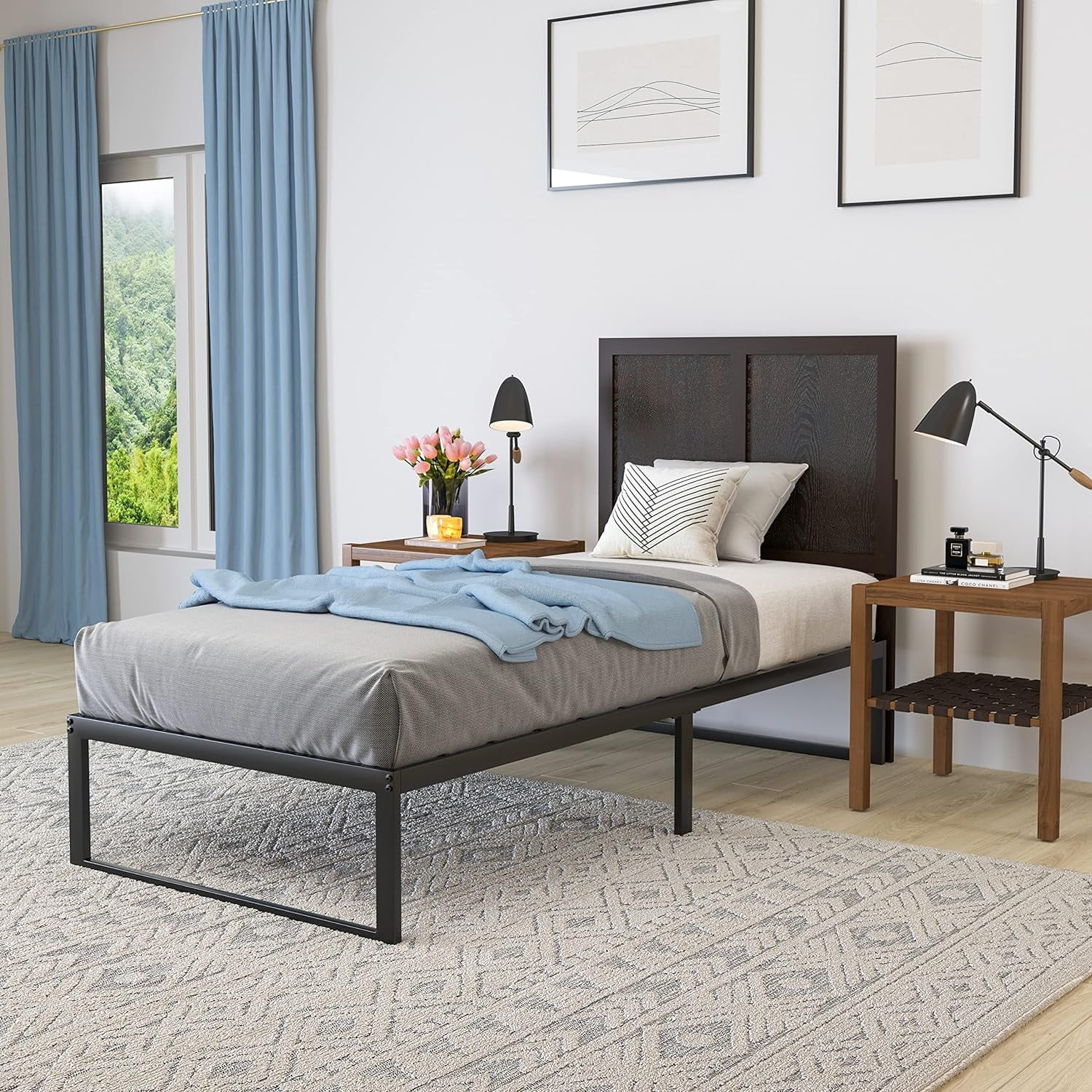 Grady Size Raised Panel Wooden Adjustable Headboard In Dark Brown