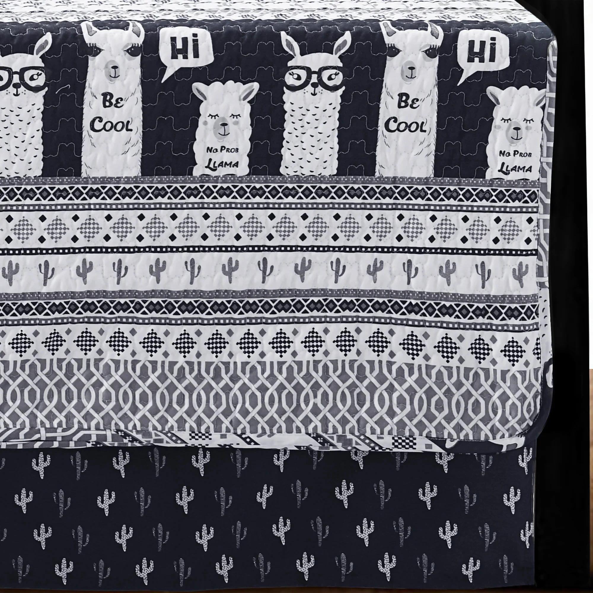 Lush Decor Llam Stripe Kids Animal Print Daybed, 39x75, Navy, 6-Pc Set