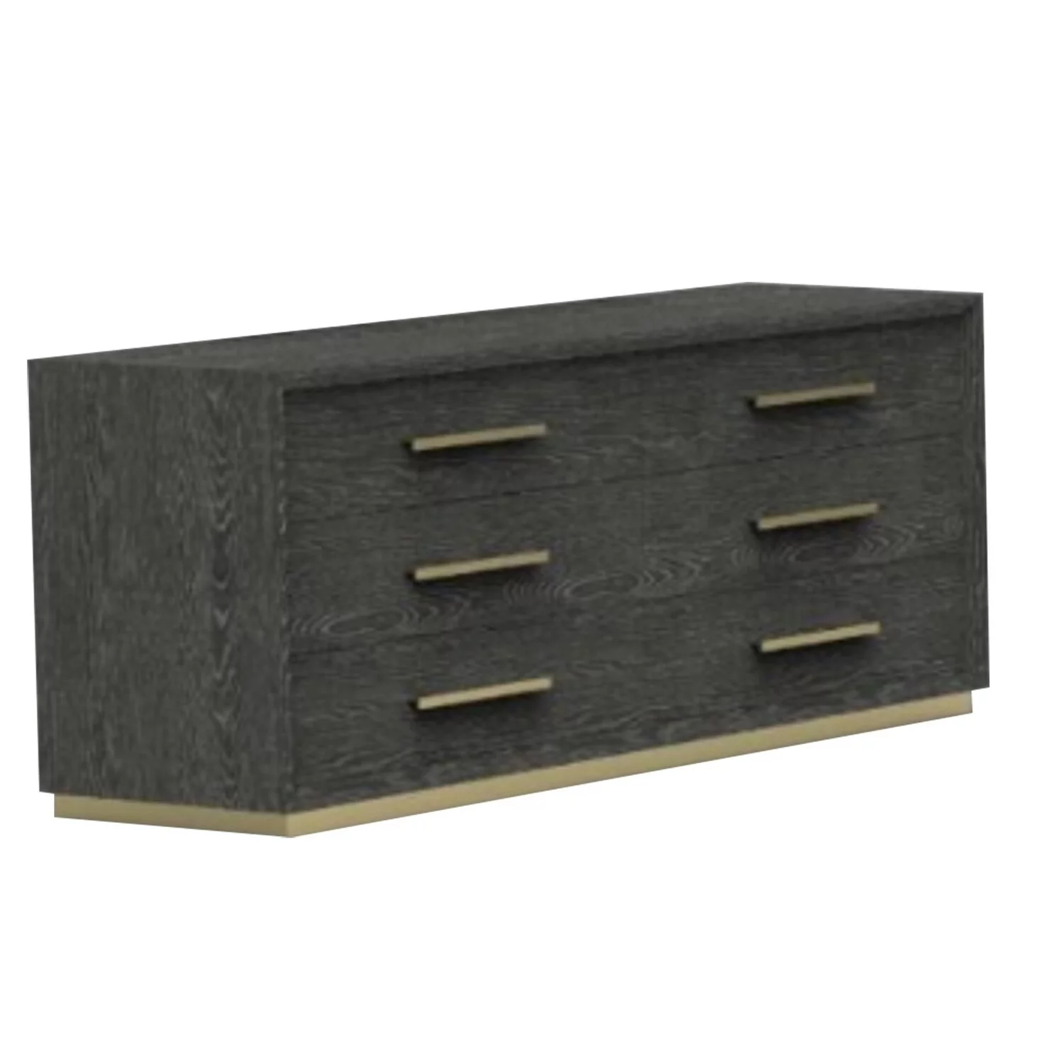 Benjara Cid Mizo 68 Inch Wide Dresser, 6 Drawers, Solid Gray Wood, Plinth Base
