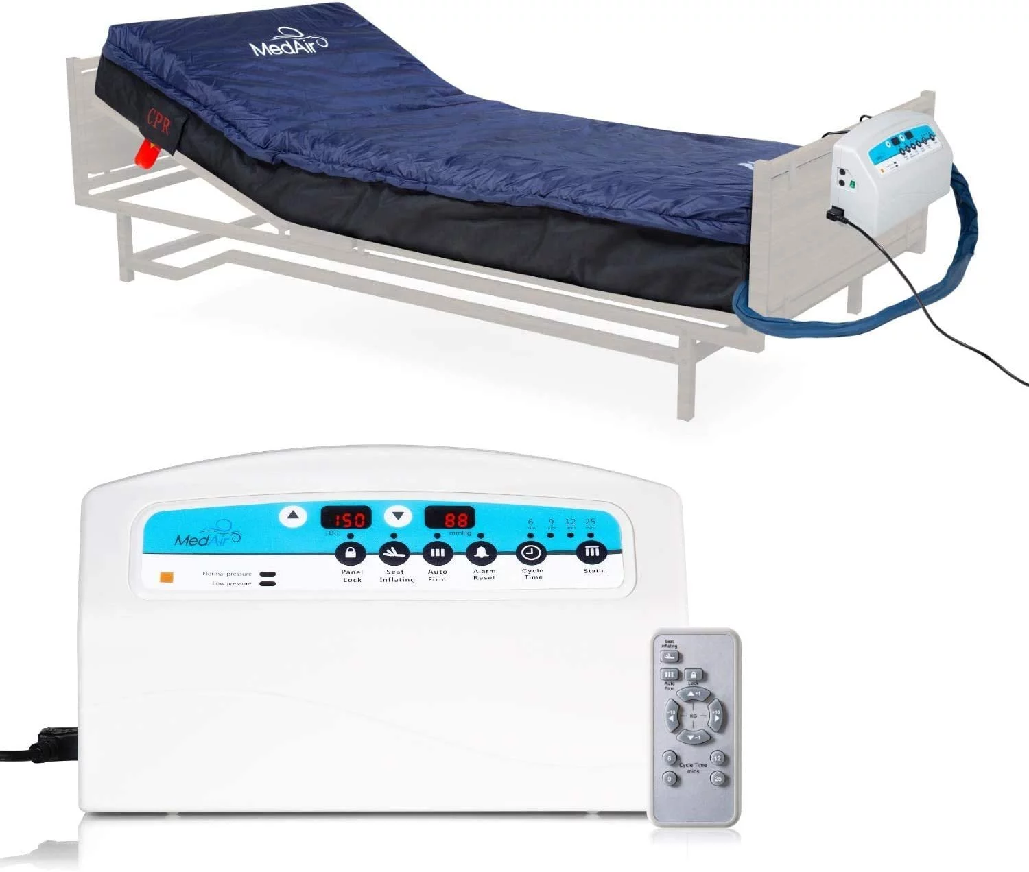 Medical MedAir Low Air Loss Mattress Replacement System with Alarm, 8