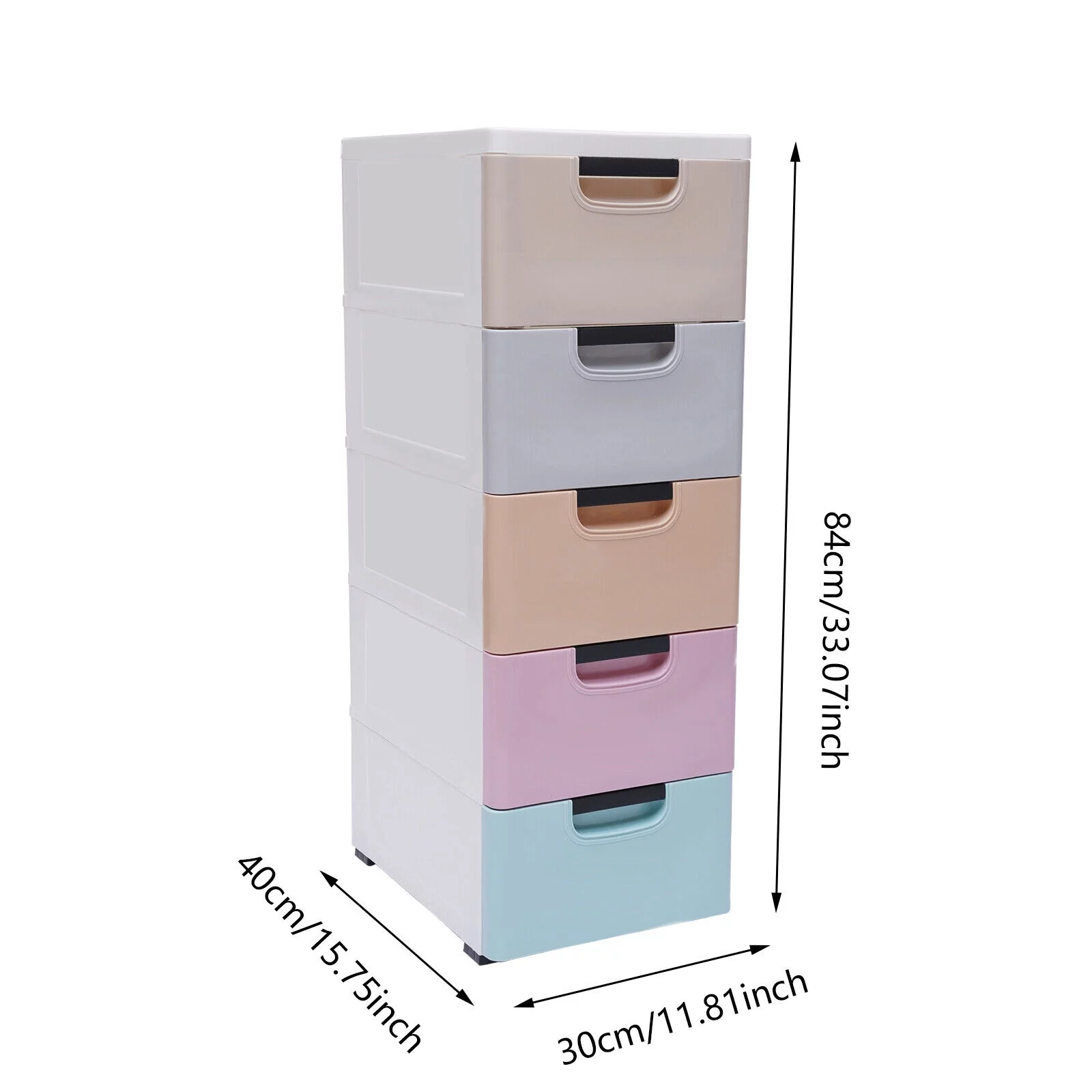 ZhdnBhnos 5-Drawer Storage Cabinet Plastic Dresser Chest Clothes Toys Snacks Tower Closet Wardrobe Organizer with Wheels For Bedroom Living Room Playroom