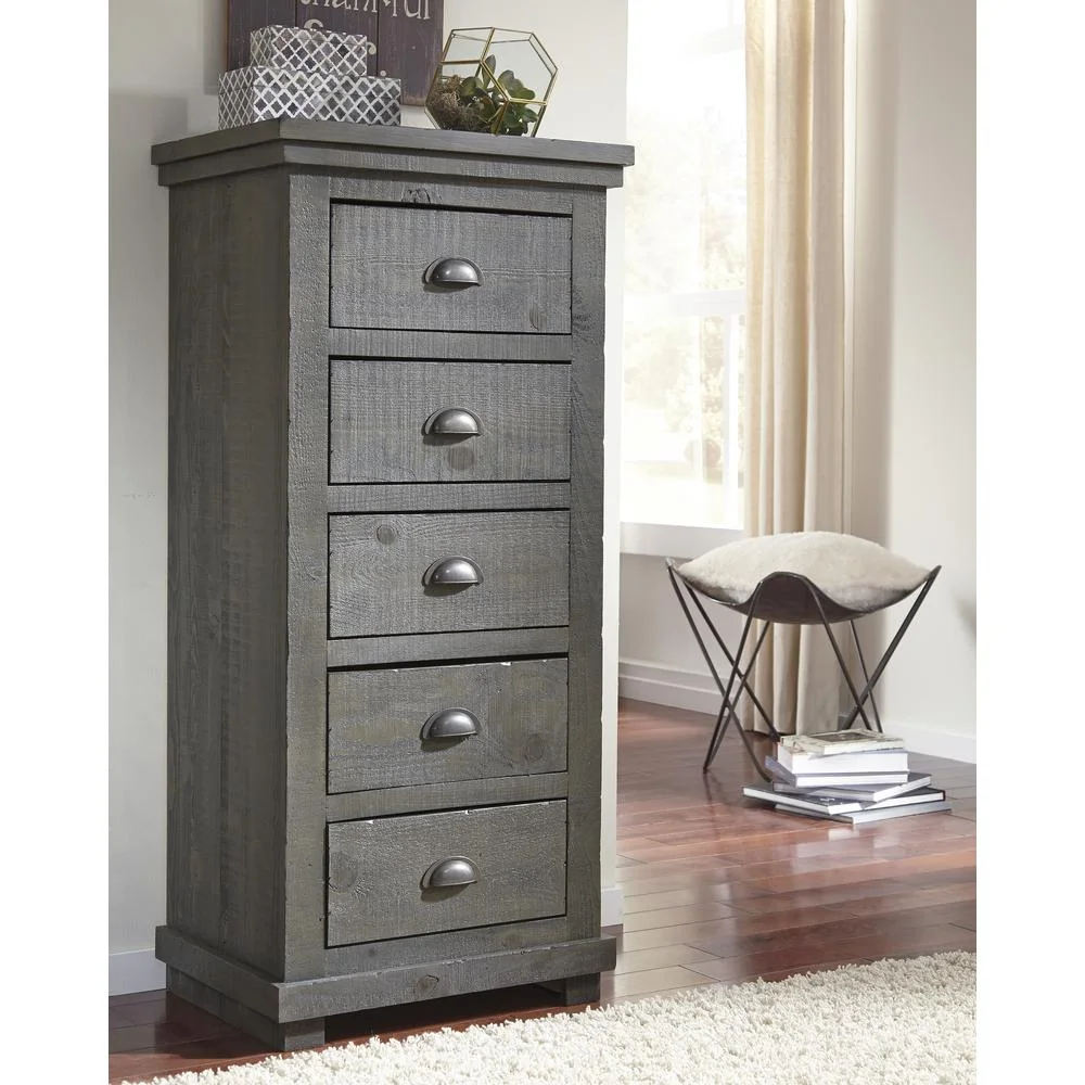 Progressive Furniture Willow Wood Lingerie Chest in Distressed Dark Gray