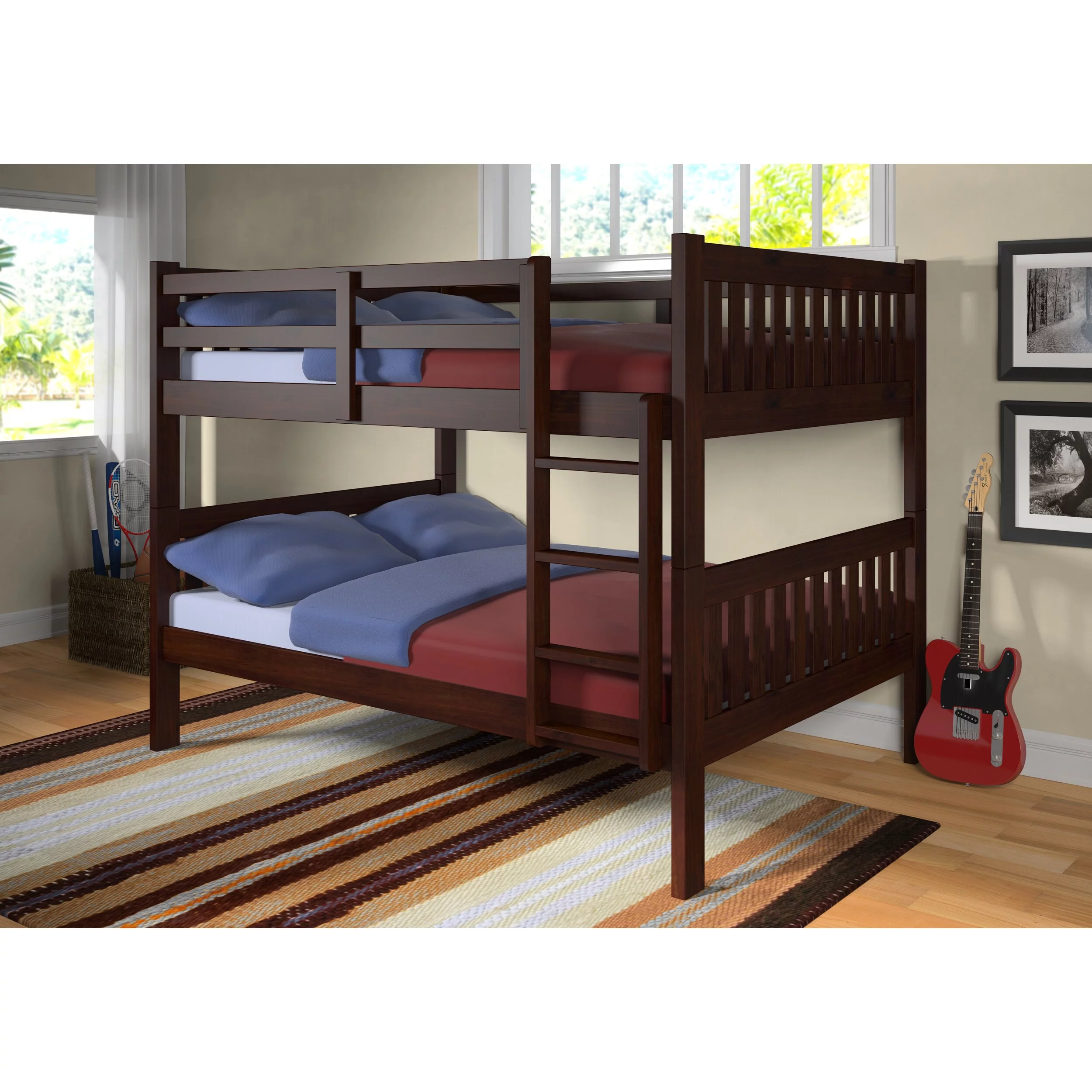 Pivot Direct PD-1015-3CP Full Over Full Mission Bunk Bed in Dark Cappuccino