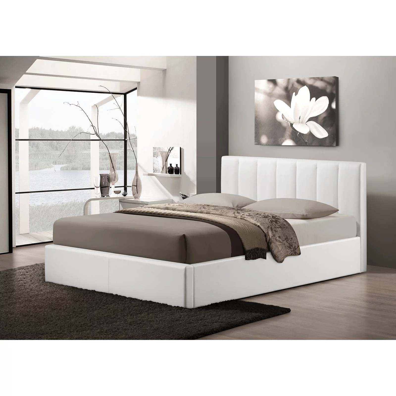 Baxton Studio Templemore Black Leather Contemporary Queen, Multiple Colors