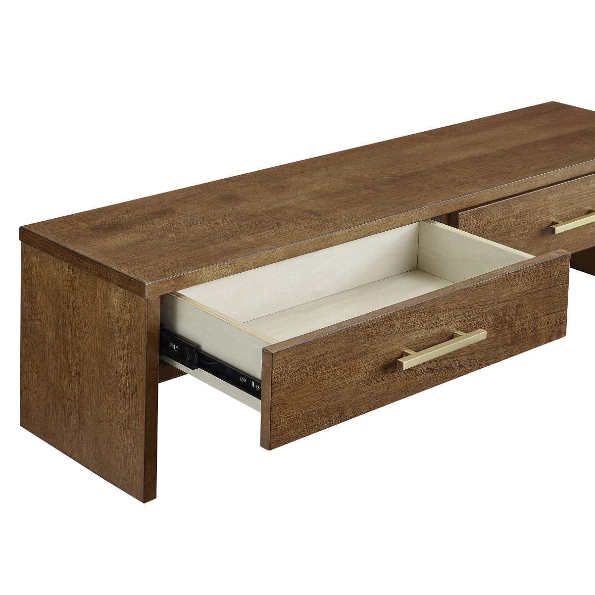 BikaHom Mia 2 Drawer Hutch in Walnut - Additional Storage for Mia 4 or 6 Drawer Dresser - Brass Handles, Easy Assembly Included