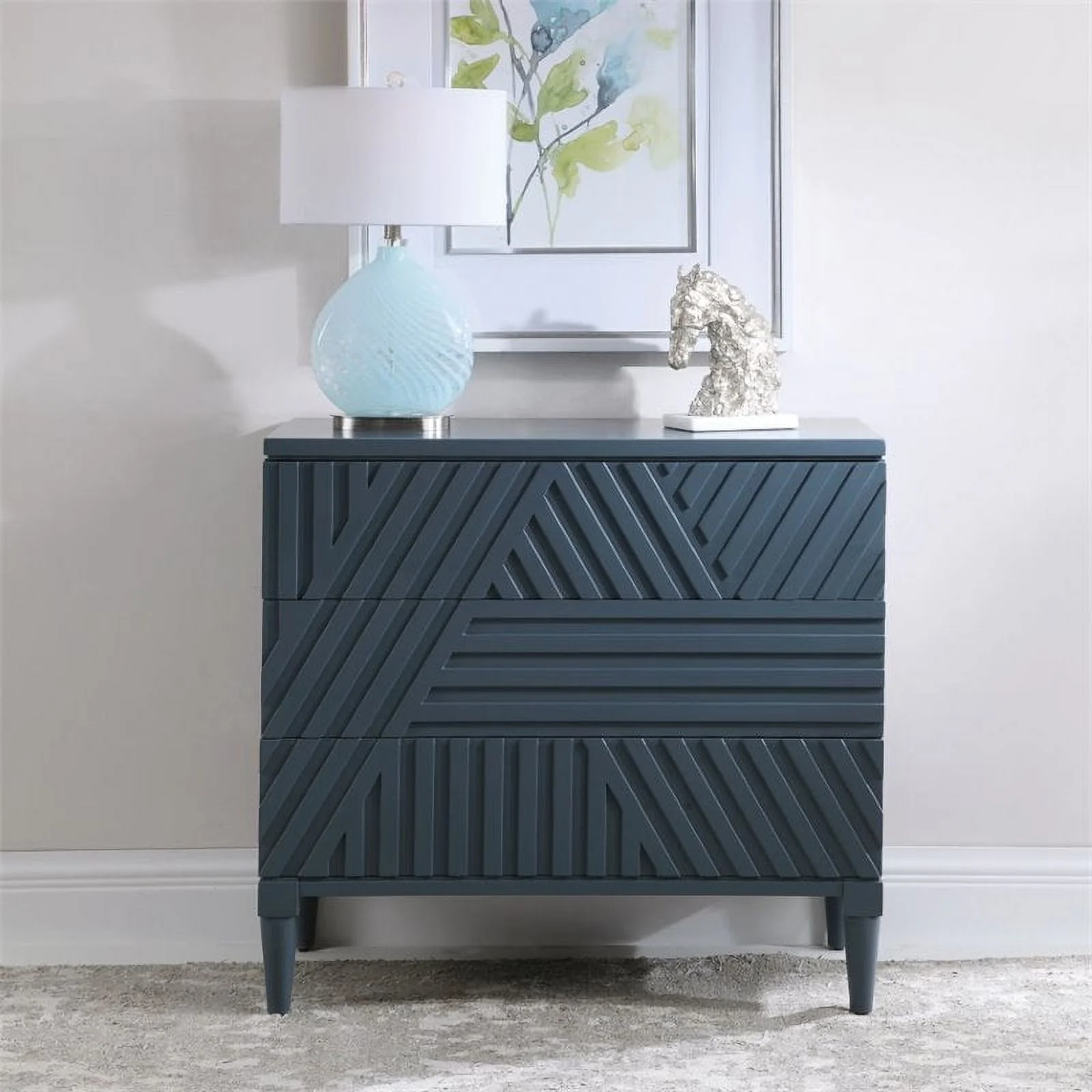 Bowery Hill Contemporary Drawer Chest in Deep Sea Blue