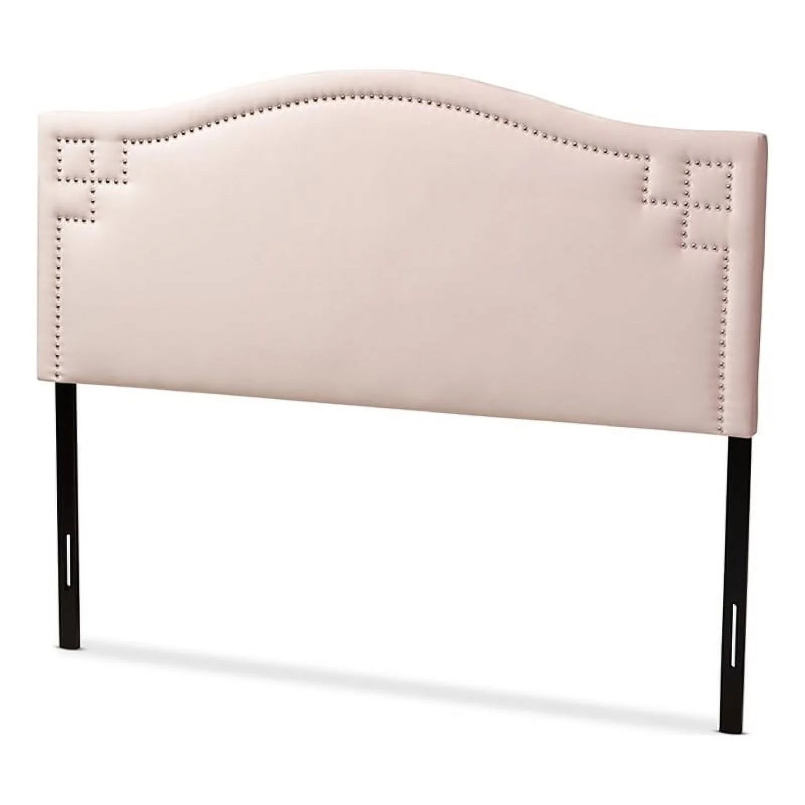 Bowery Hill Modern Velvet and Wood Full Headboard in Light Pink