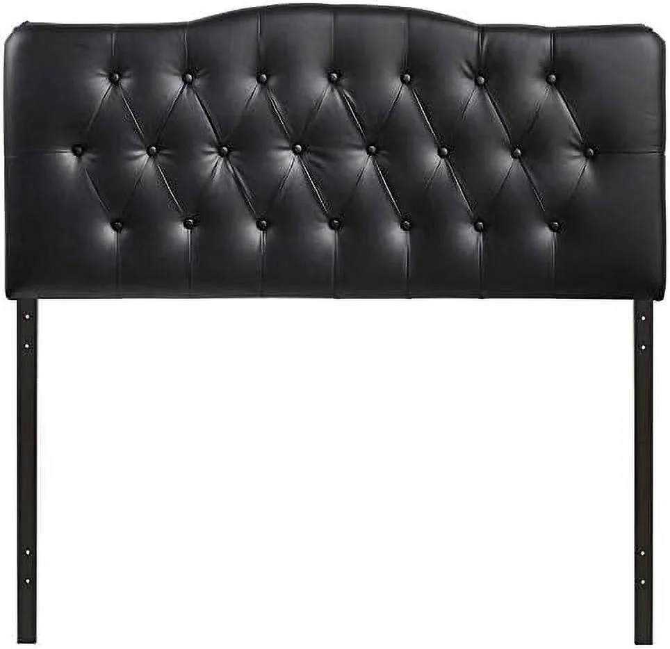 HBBOOMLIFE Annabel Tufted Button Faux Leather Upholstered Full Headboard in White