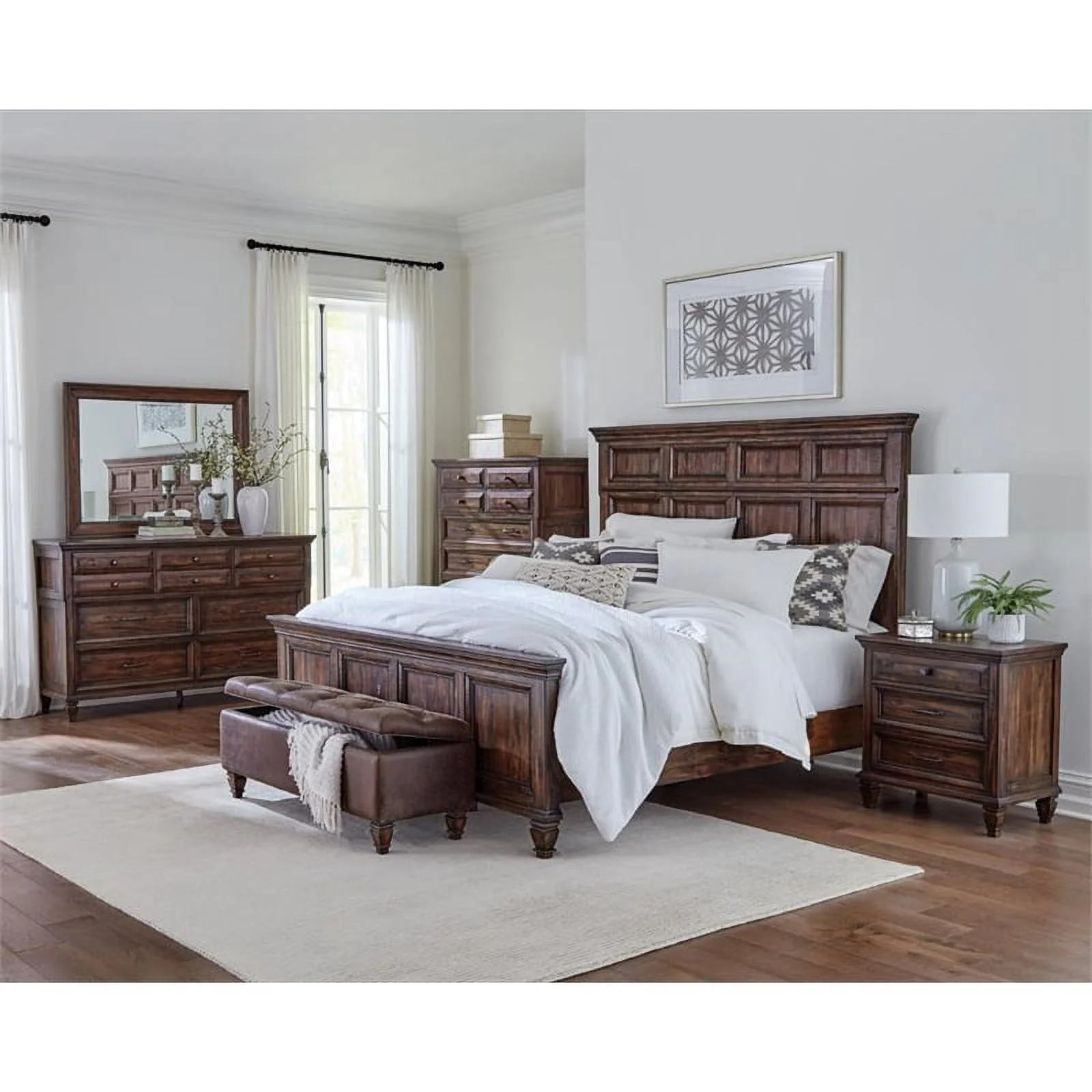 Pemberly Row California King Wood Panel Bed in Weathered Burnished Brown
