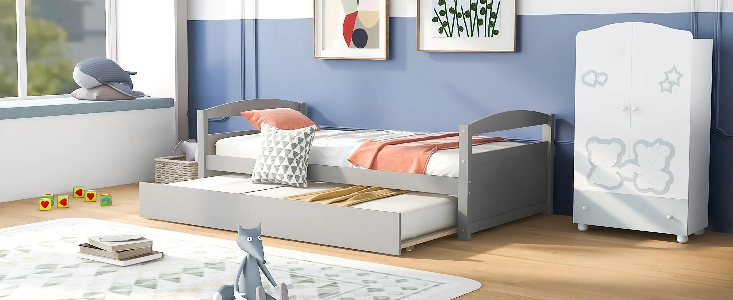 Docooler Gray Twin Size Daybed with Trundle Stylish and Versatile Furniture for Any Room