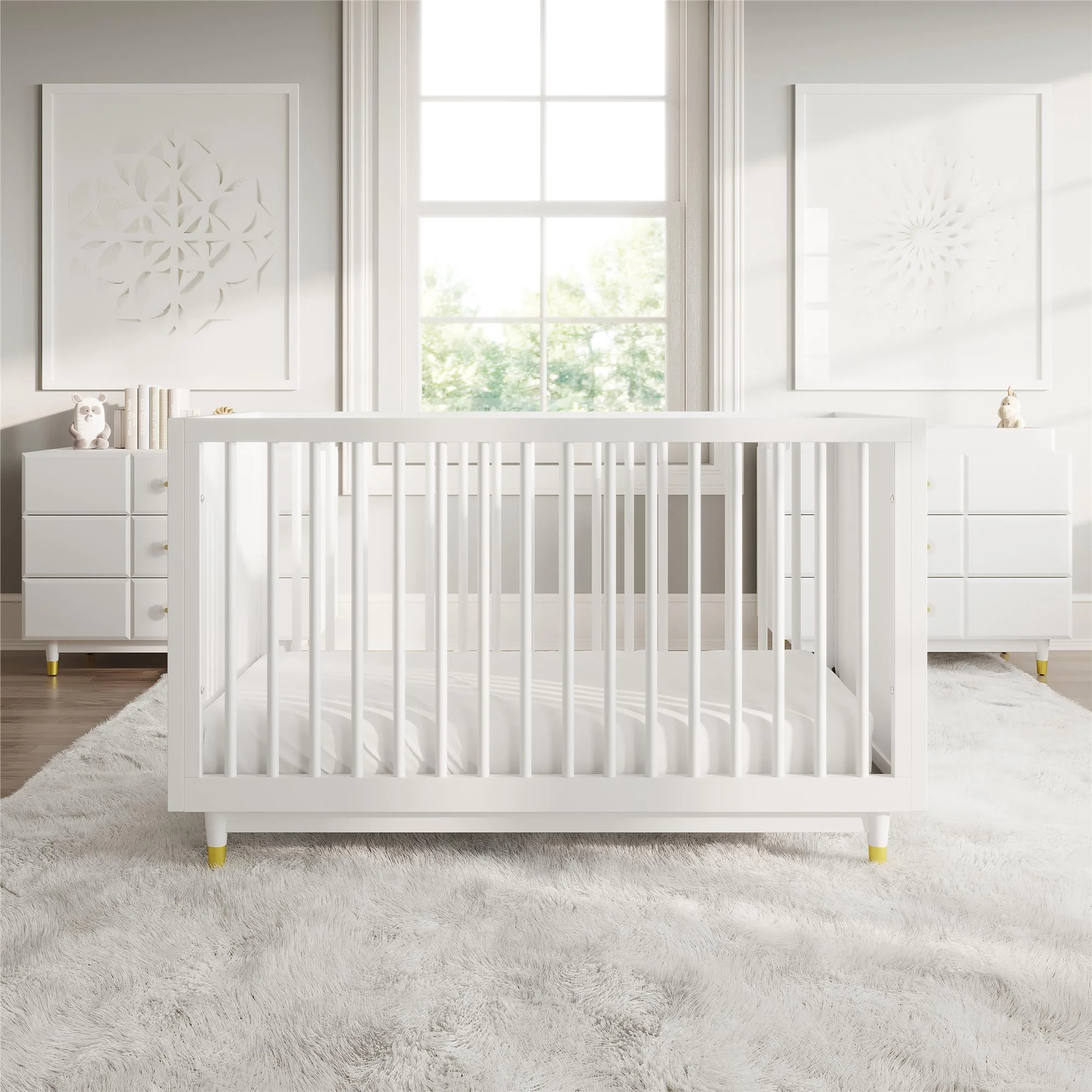 Little Seeds Aviary 3-in-1 Crib with Adjustable Mattress Height, White