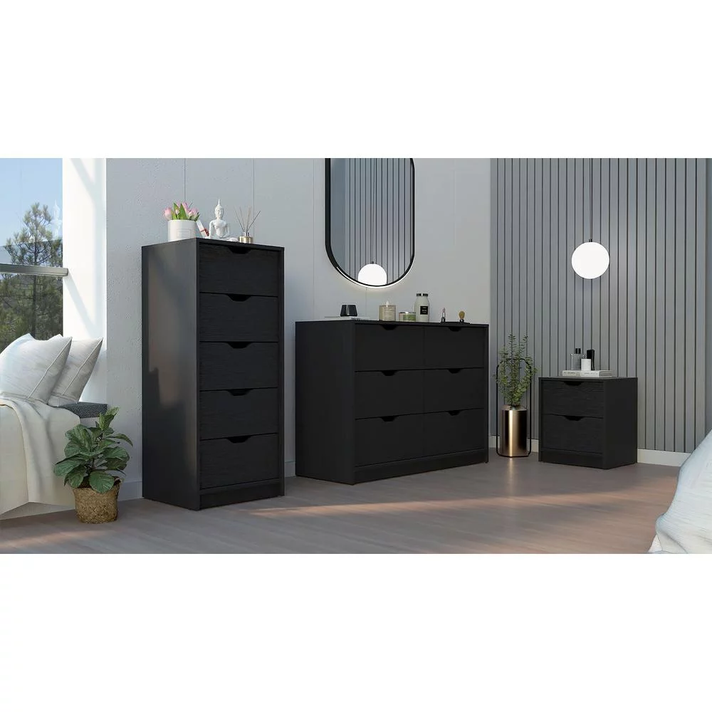 We Have Furniture Stockley 3 Piece Bedroom Set, Nightstand + Dresser + Dresser Narrow