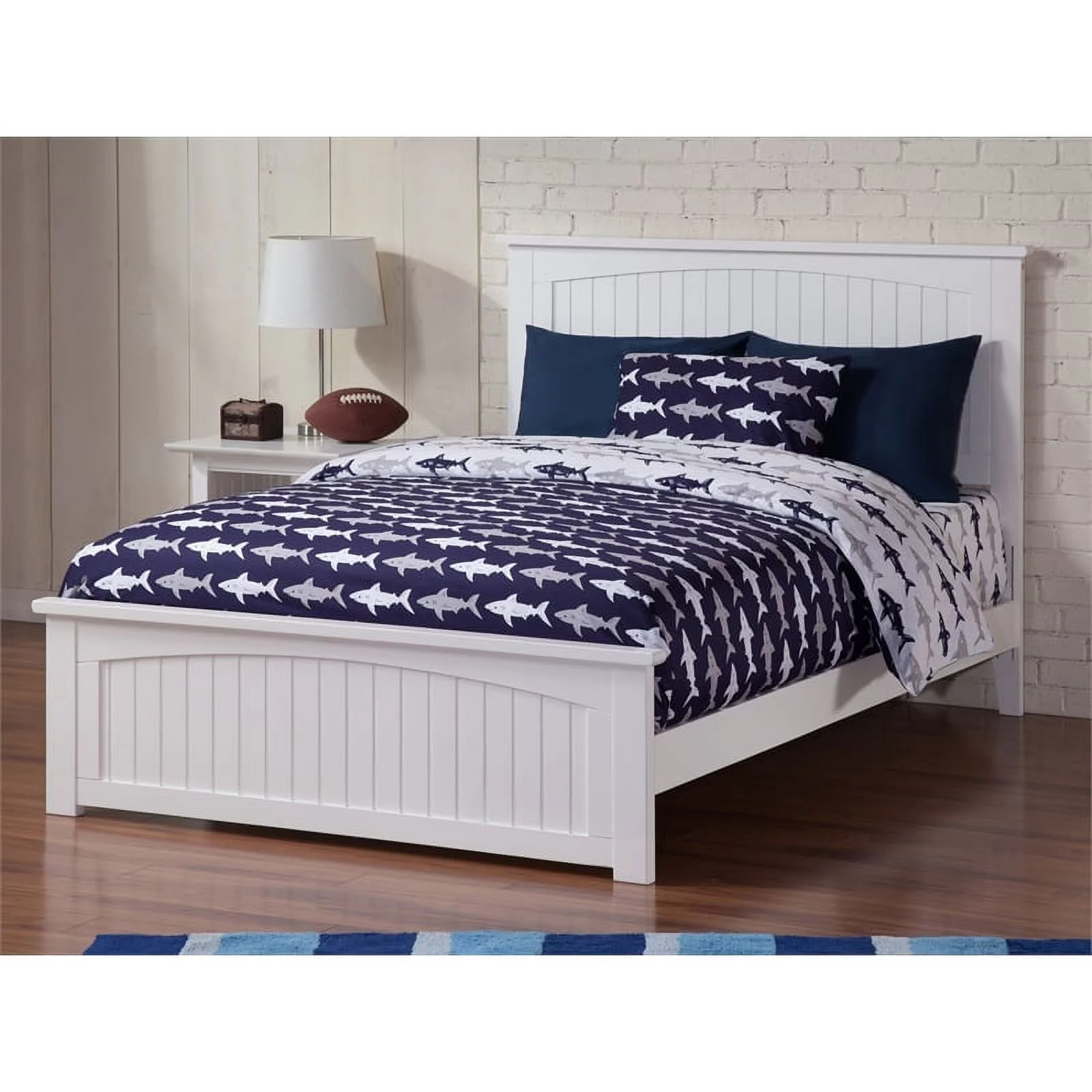 Leo & Lacey Classic Hardwood Eco-Friendly Panel Bed, Full, White