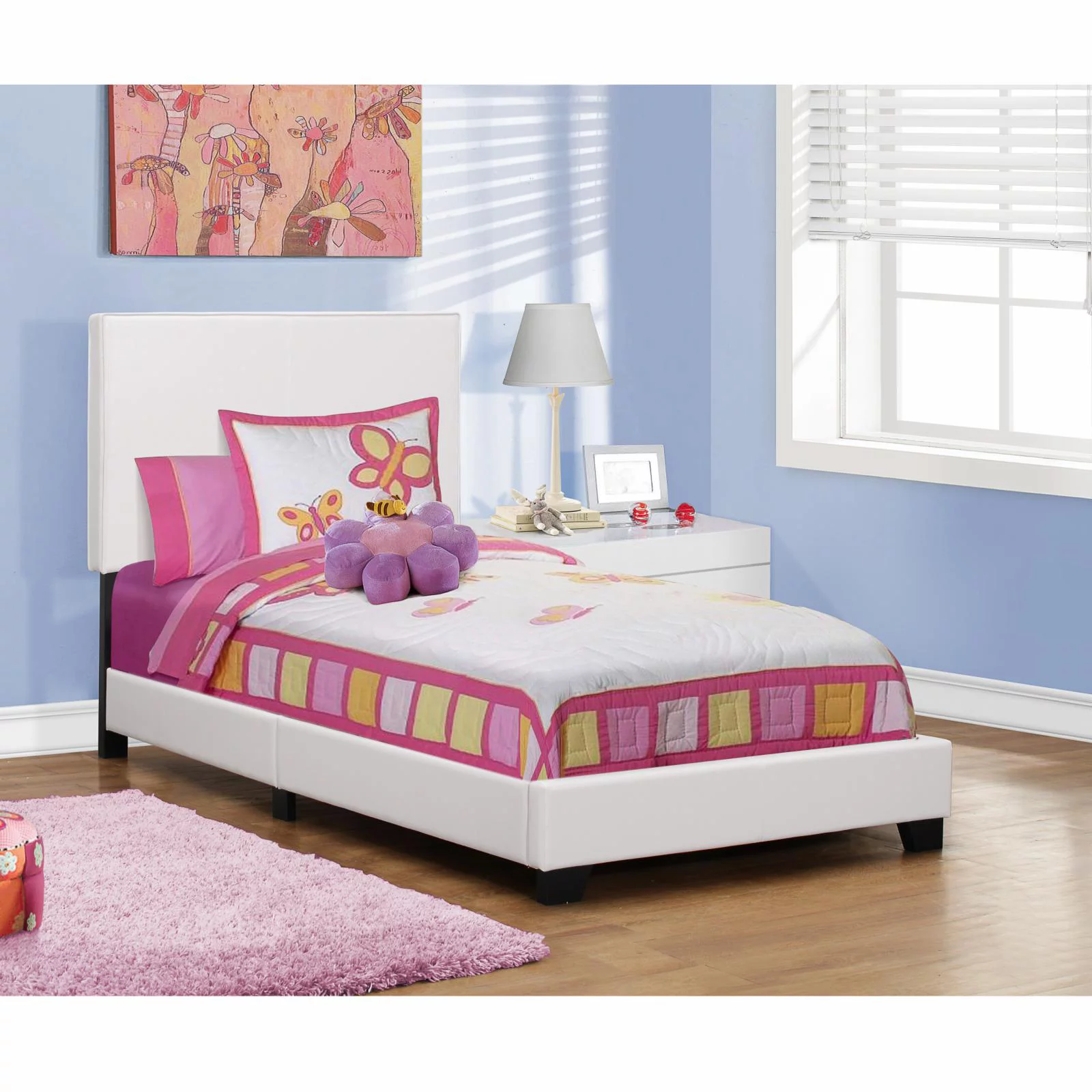 Monarch Specialties Bed Twin Size, Grey Leather Look