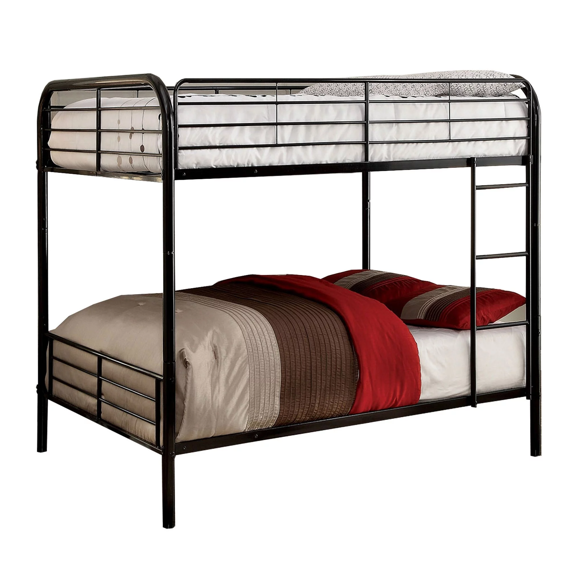 Industrial Style Full over Full Metal Bunk Bed with Tubular Frame, Black