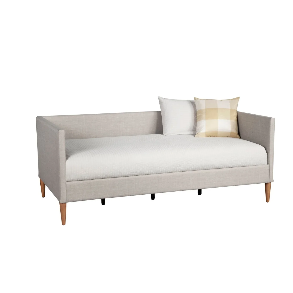 Twin Daybed with Wooden Frame and Fabric Upholstery, Gray- Saltoro Sherpi