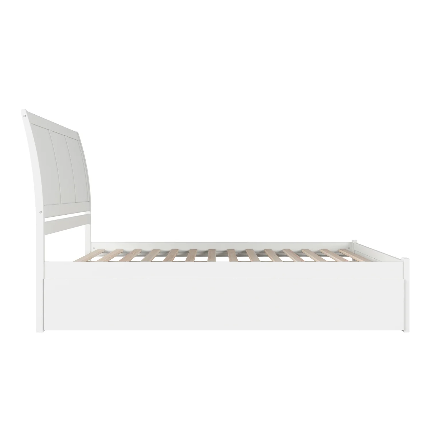 Portland King Wood Platform Bed with Footboard and Twin XL Trundle in White