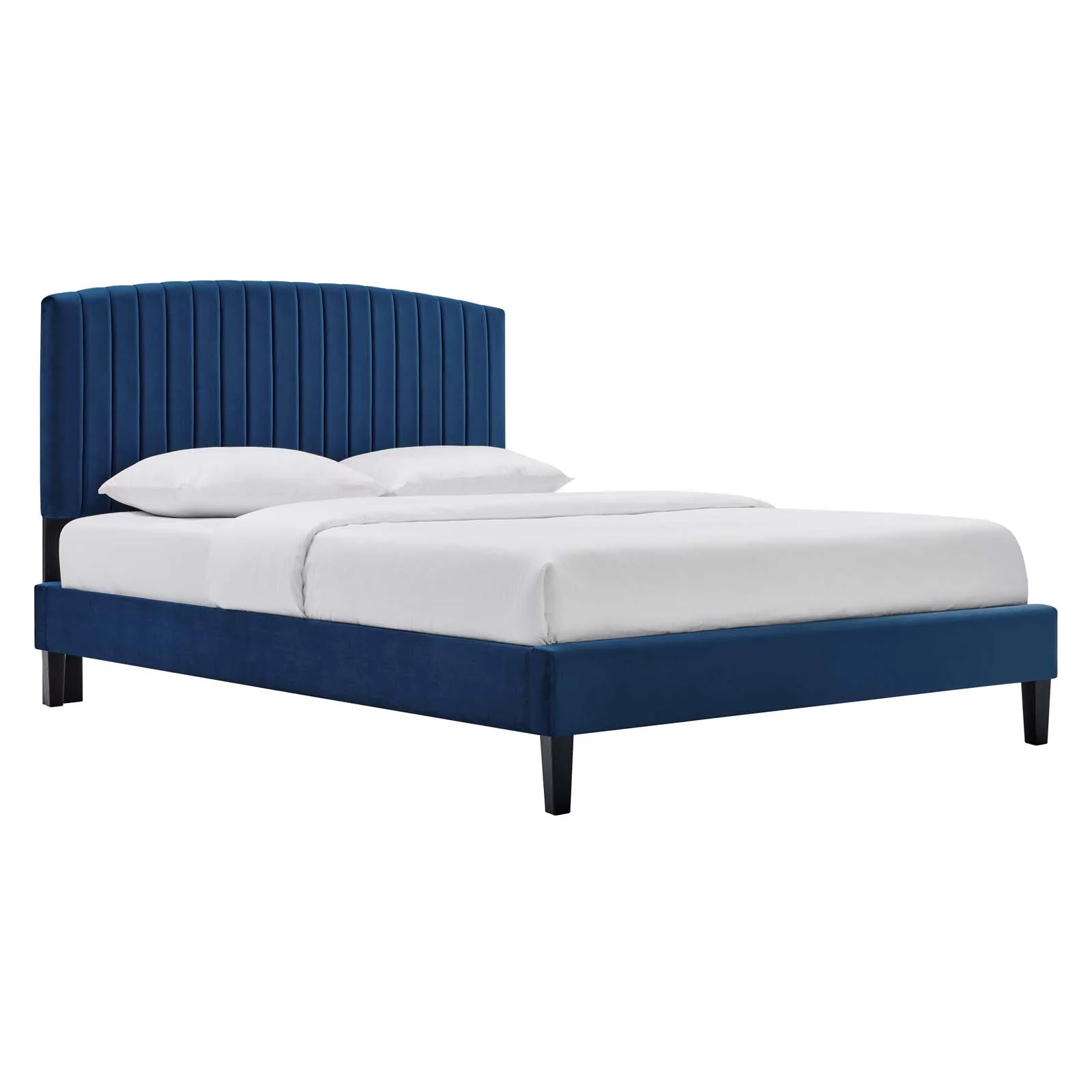 Modway Alessi Modern Performance Velvet Twin Platform Bed in Navy