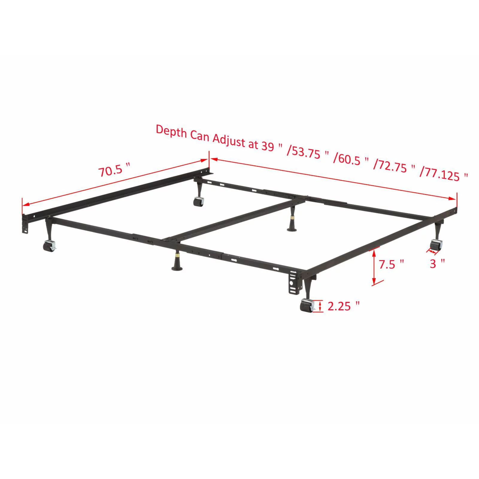 K & B Inroom Universal Adjustable Steel Bed Frame