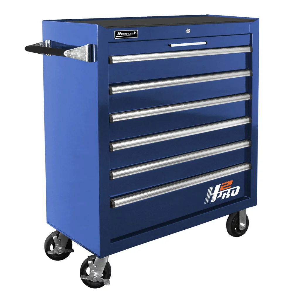 Homak BL04036061 36 in. H2Pro Series 6 Drawer Roller Cabinet (Blue)
