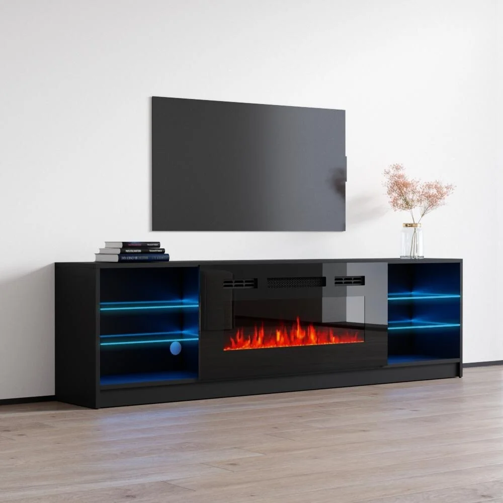Strick & Bolton  Amsden Electric Fireplace TV Stand Black