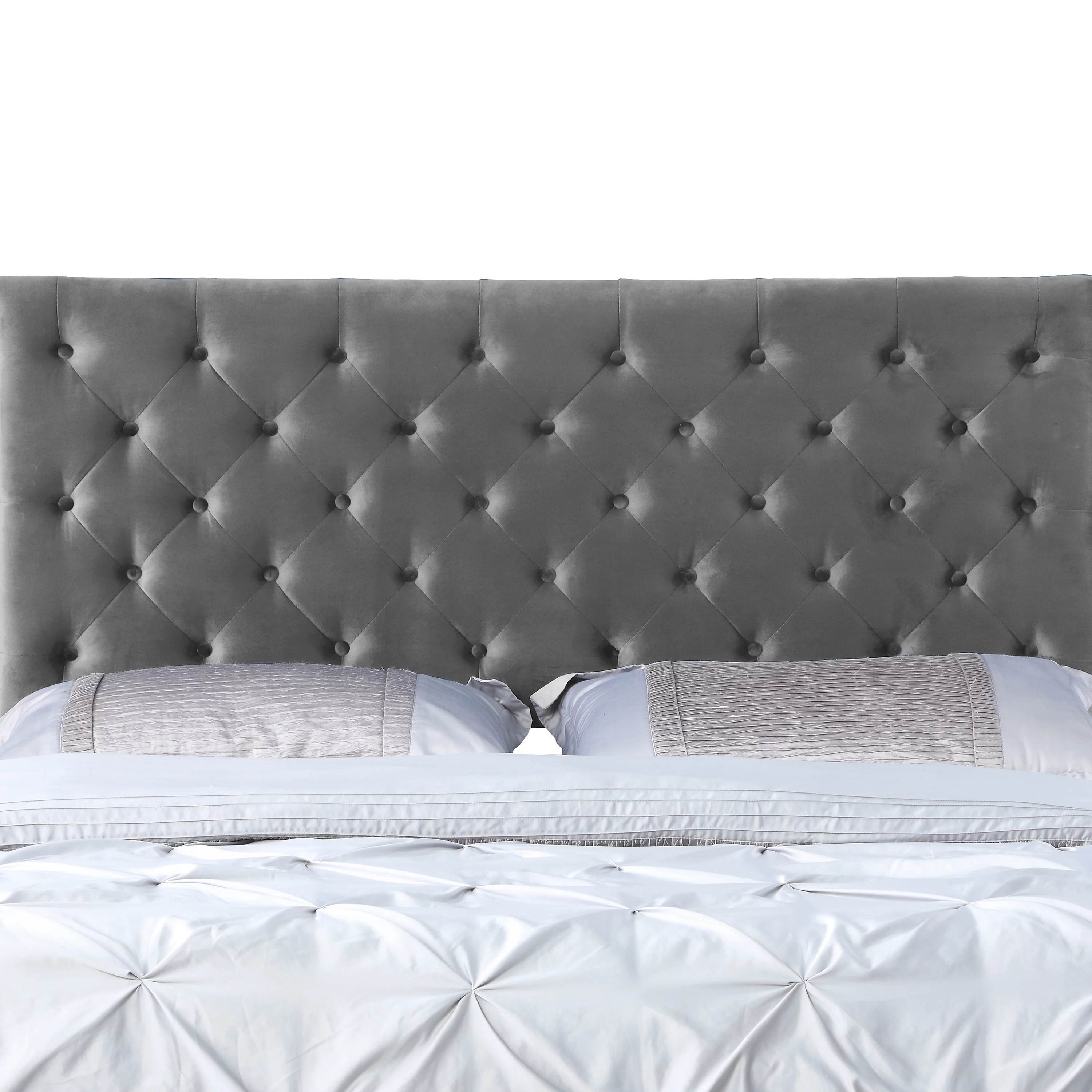AC Pacific Modern Chic Polyester Gray Tufted Queen Platform Bed