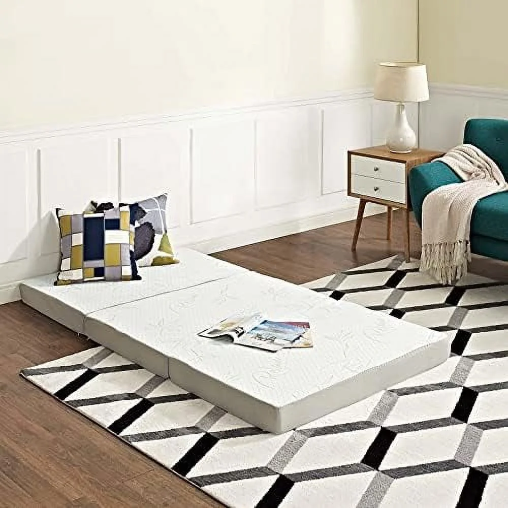 HBBOOMLIFE 4\u201D Relax Twin XL Tri-Fold Mattress Topper CertiPUR- Certified w/ Removable Cover (39"x80\u201D)