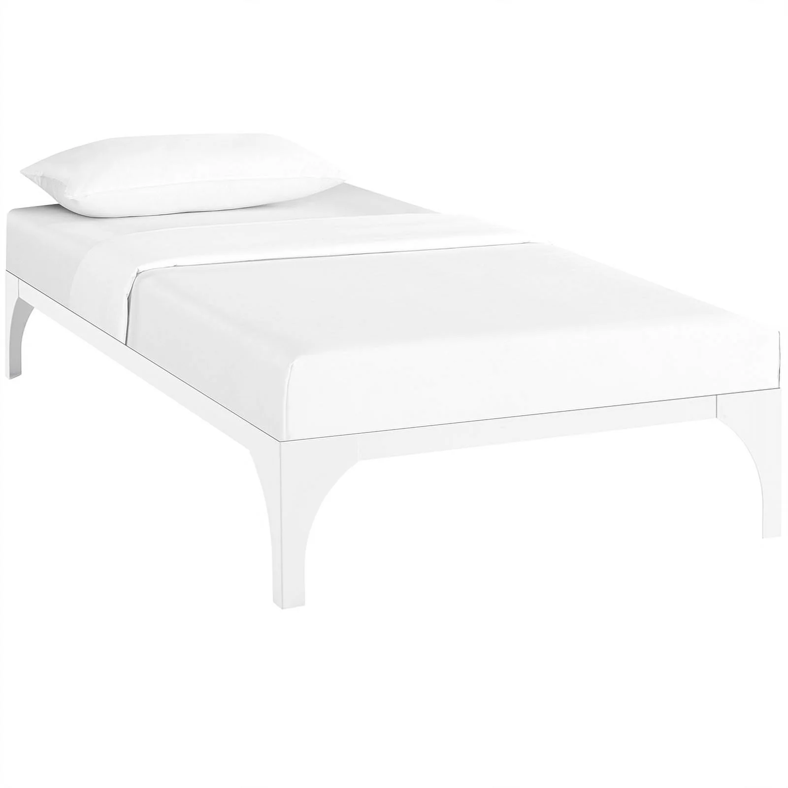 Pemberly Row Modern Platform Metal Twin Bed Frame in White Finish