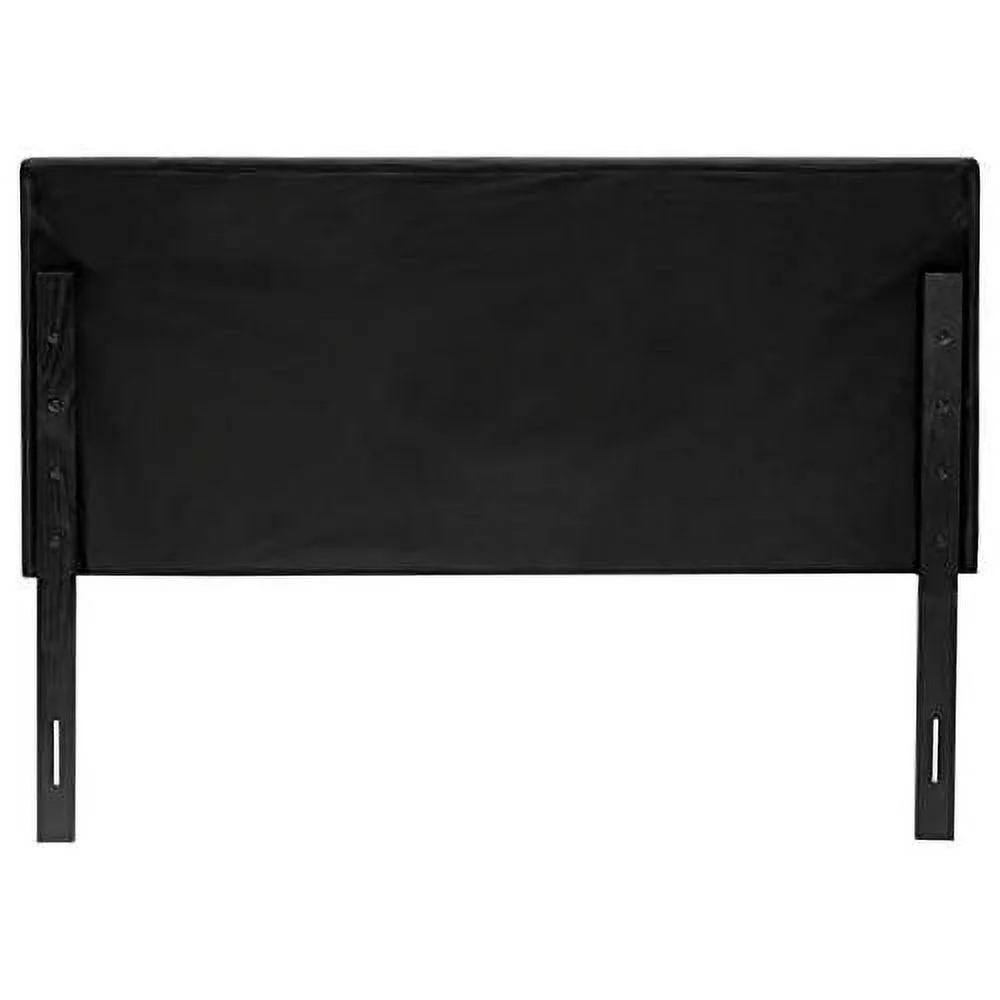 Faux Leather Full/Queen Headboard Tufted Crystal Rhinestone In Black