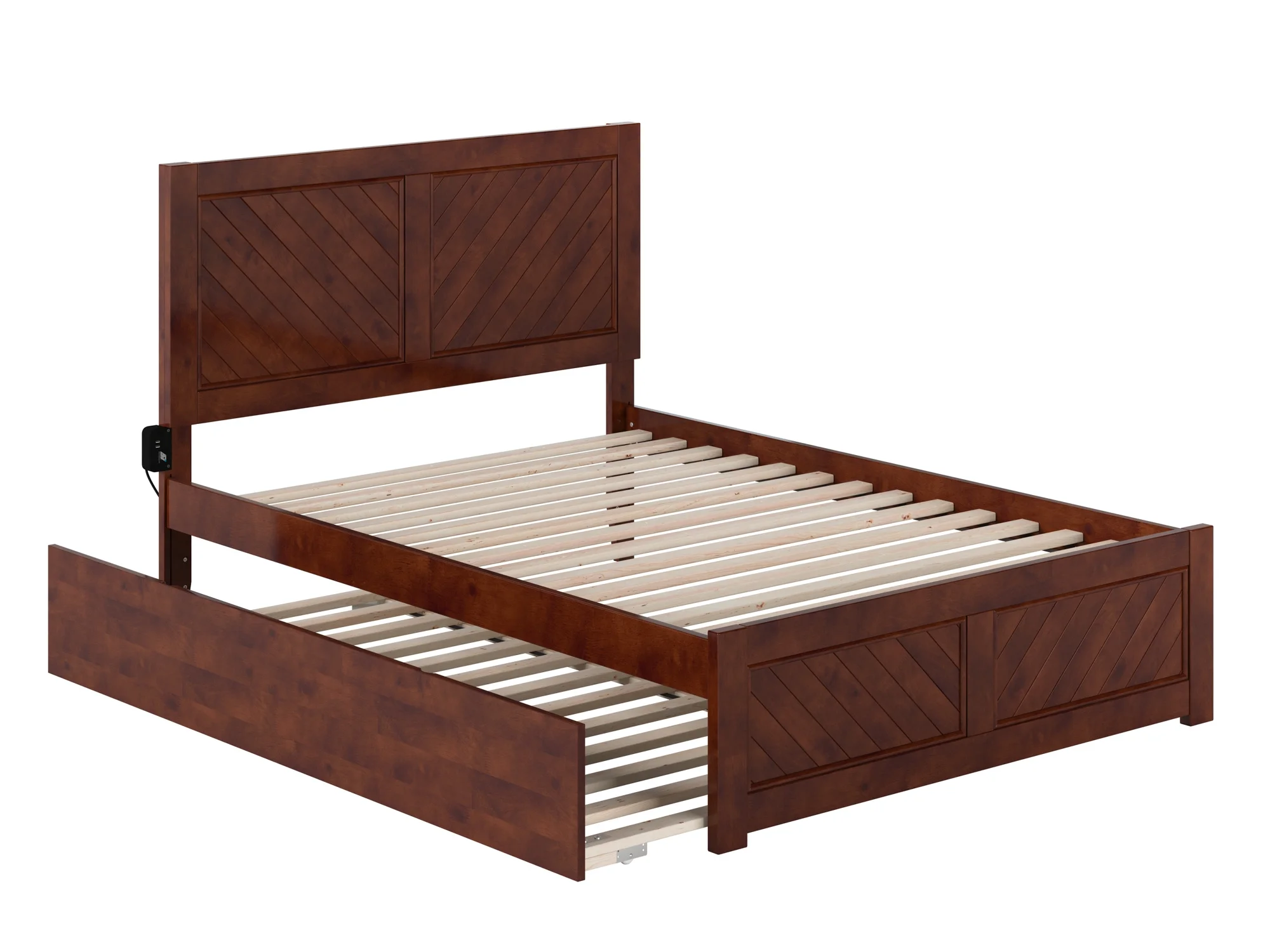 AFI Canyon Walnut Solid Wood Platform Bed with Matching Footboard & Twin Trundle, Full