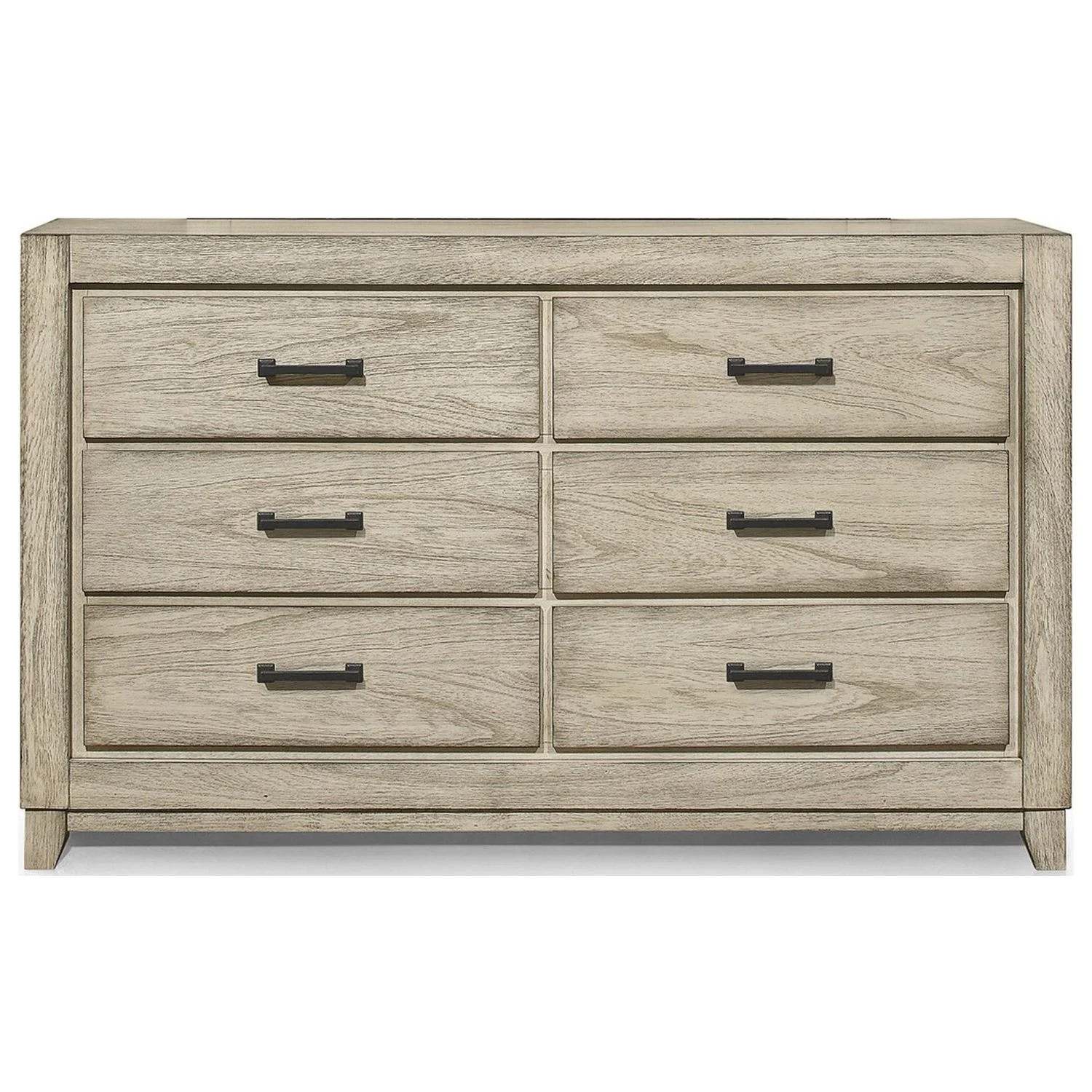 Benjara BM309505 61 in. Alo 6-Drawers Dresser with with Metal Handles, Rustic White