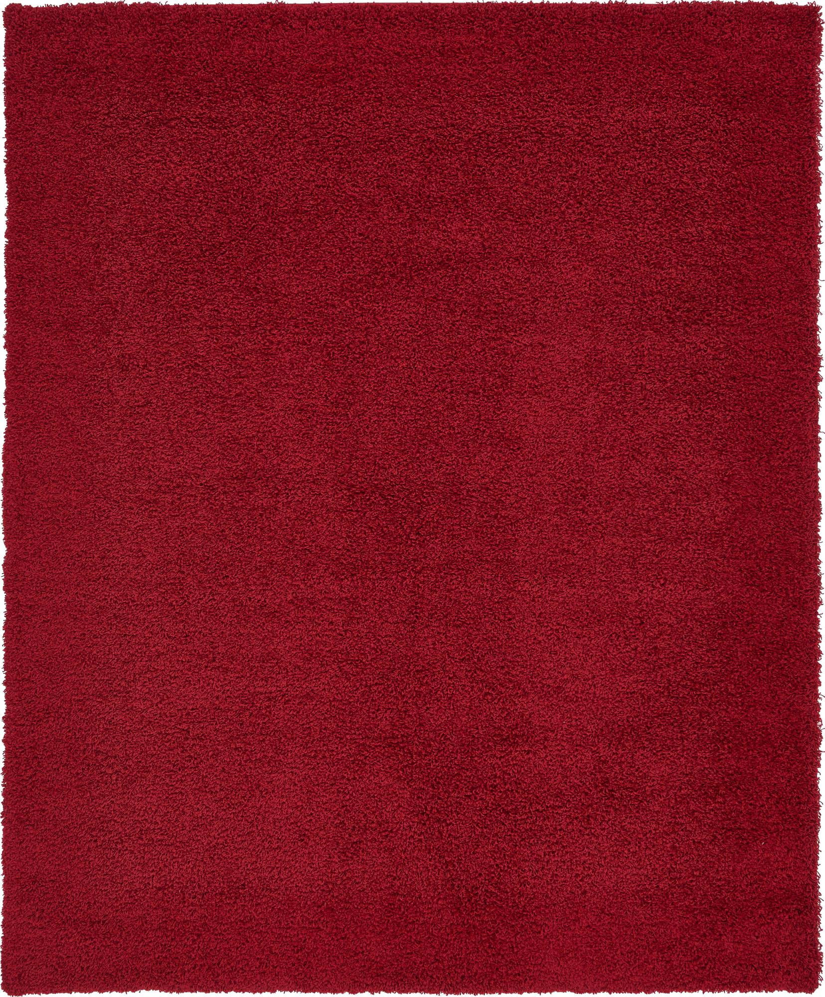 Rugs.com Solid Shag Collection Rug – 8' x 10' Cherry Red Shag Rug Perfect For Living Rooms, Large Dining Rooms, Open Floorplans