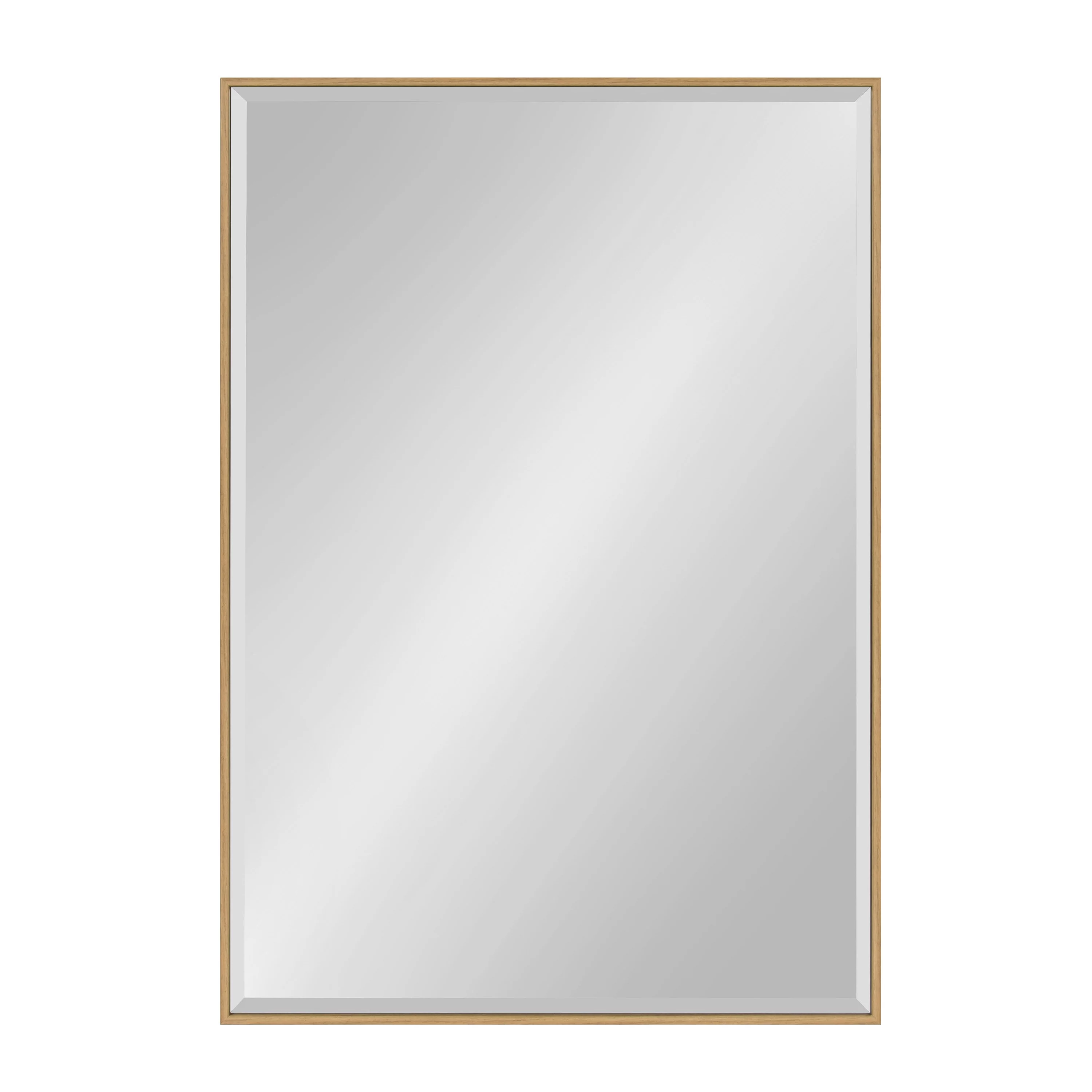 Kate and Laurel Rhodes Large Framed Decorative Rectangle Wall Mirror, 25x37 Natural Teak Finish