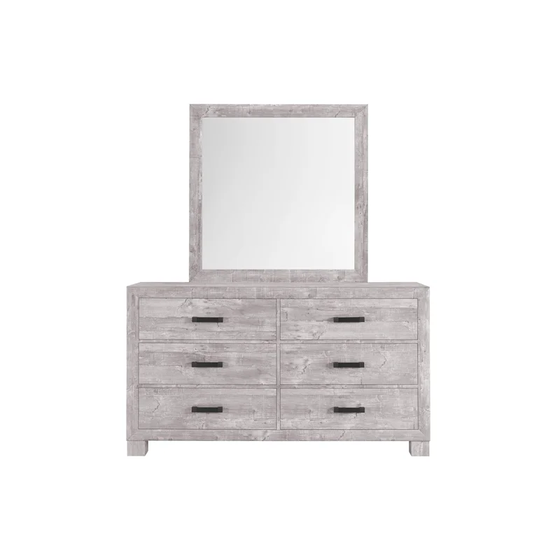 Global Furniture USA Nolan Gray Solid Wood 6-Drawer Dresser