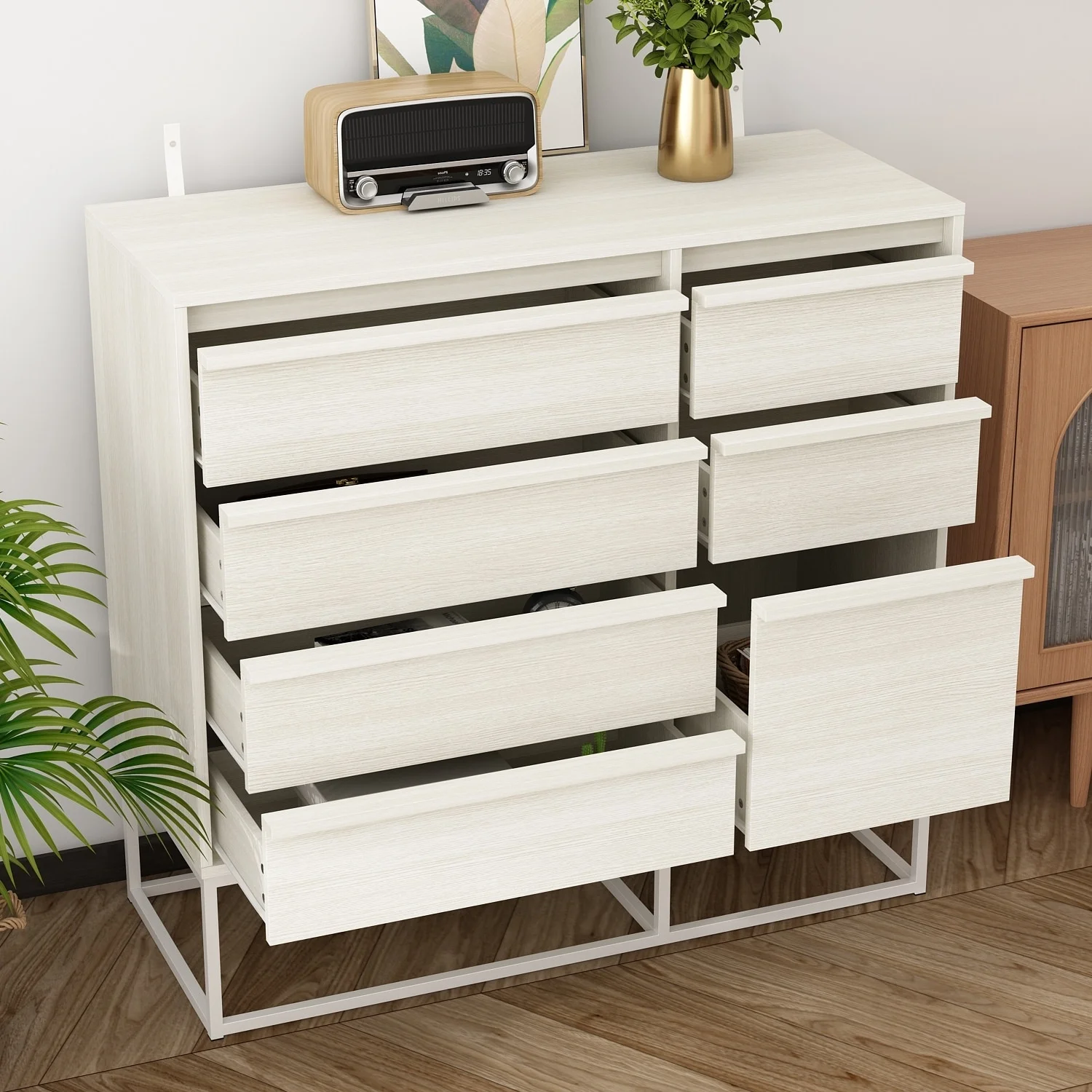 FUFU&GAGA Effortlessly Chic Wooden Chest - 7 Drawers for Any Room Entryway Table