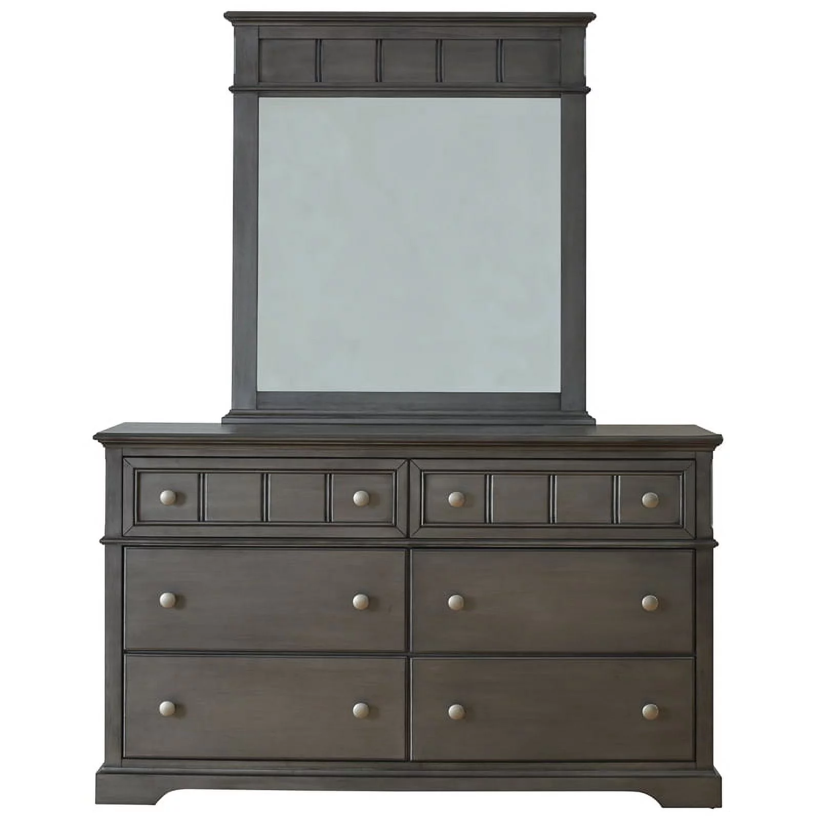 Progressive Furniture Cortland Wood Dresser & Mirror in Light Steel Gray
