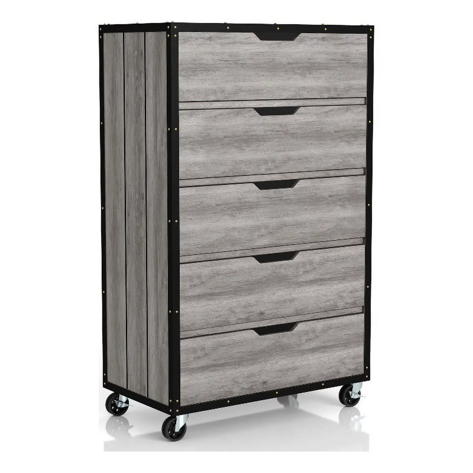 Furniture of America Sheeren Wood 5-Drawer Dresser in Vintage Gray Oak