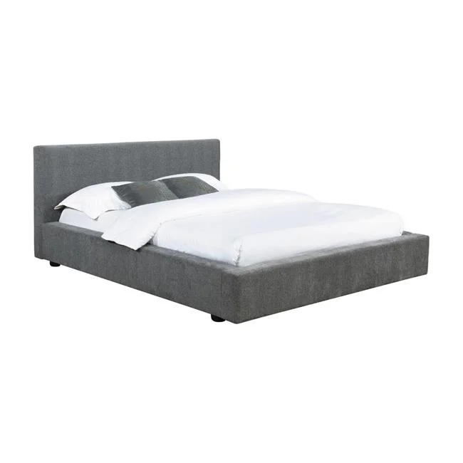 Gray & Black Upholstery Minimalist Design Headboard Jivi Foam Full Size Platform Bed