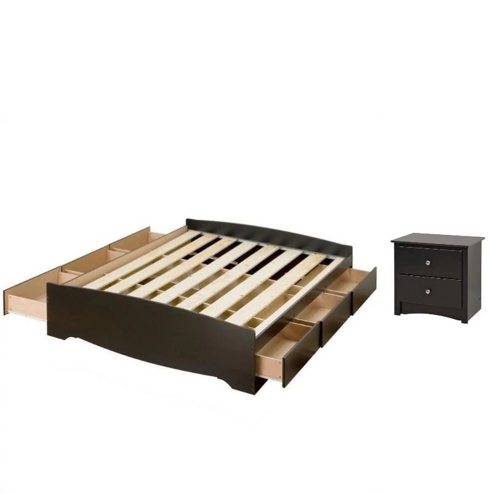 Home Square 2-Piece Set with Wooden Queen Platform Storage Bed & 1 Nightstand