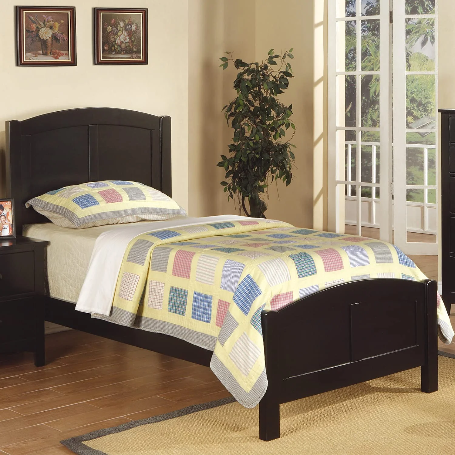 Transitional Style Modern Twin Size Bed 1pc Youth Bedroom Furniture Black Color Wooden Plywood MDF