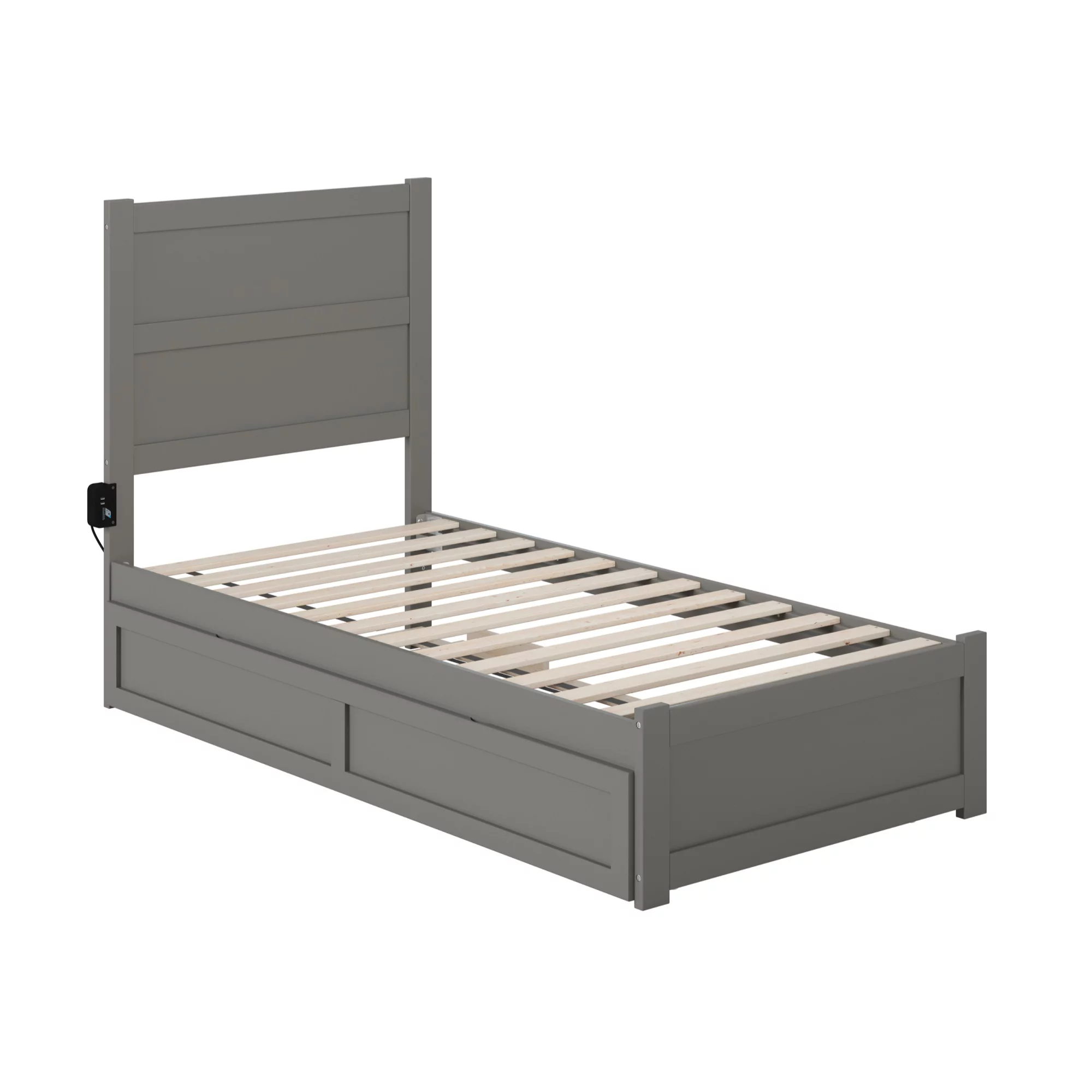 AFI NoHo Wood Twin Bed with Footboard and Twin Trundle in Gray