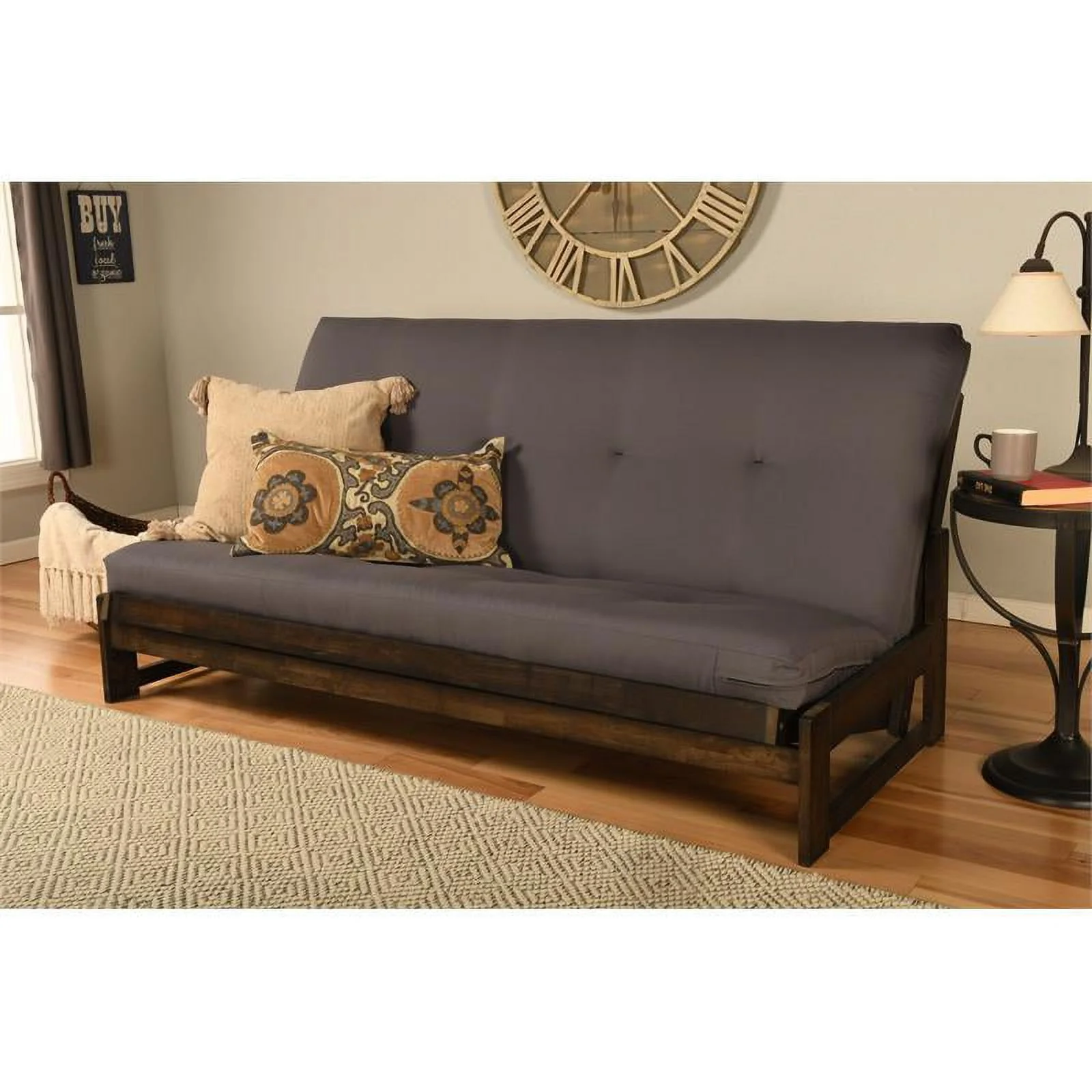 Bowery Hill High-density foam Full-size Gray Twill Fabric Futon Mattress