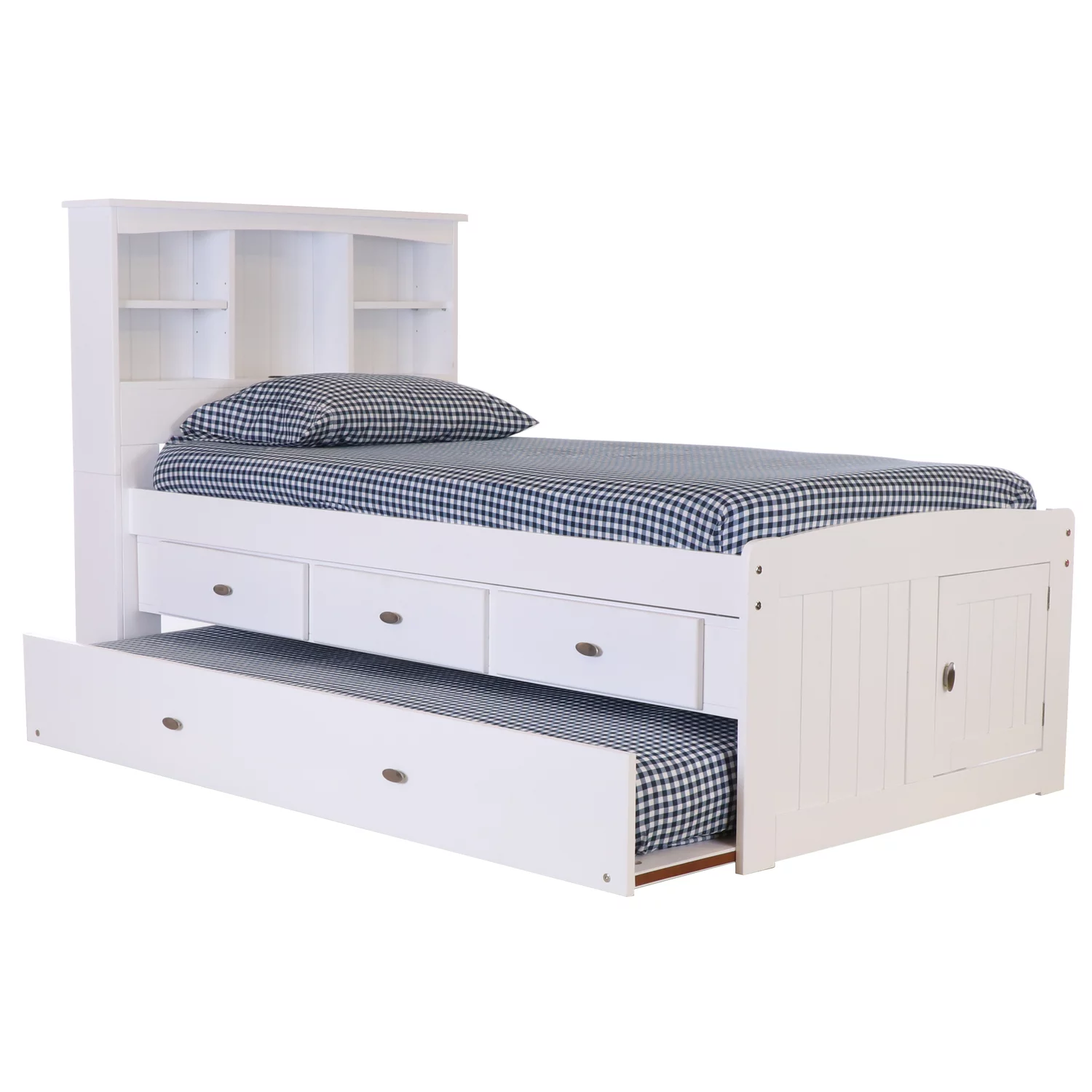 OS Home and Office Furniture Solid Pine Bookcase Bed in Casual White