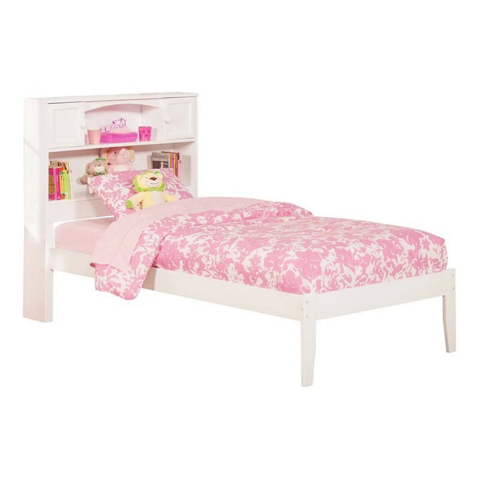 Leo & Lacey Contemporary/Modern Hardwood Storage Platform Bed, Twin, White